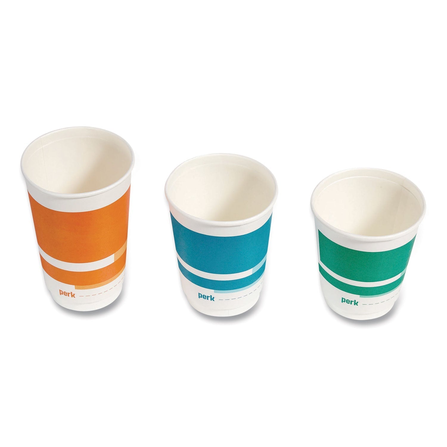 Perk™ Insulated Paper Hot Cups, 16 Oz, White/orange, 30/pack