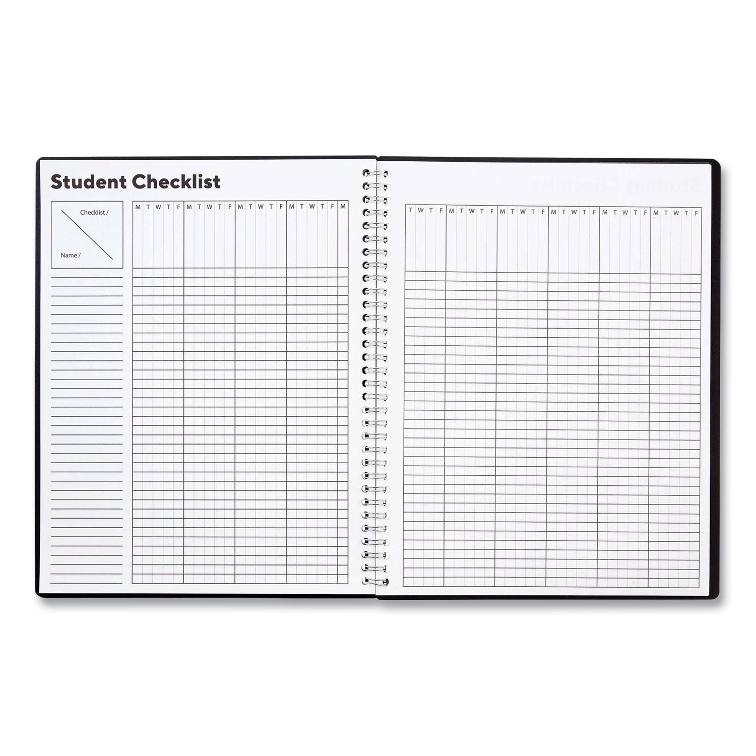 TRU RED™ Weekly Teacher Planner, Two-Page Spread (nine Classes), 11 X 8.5, Black Cover