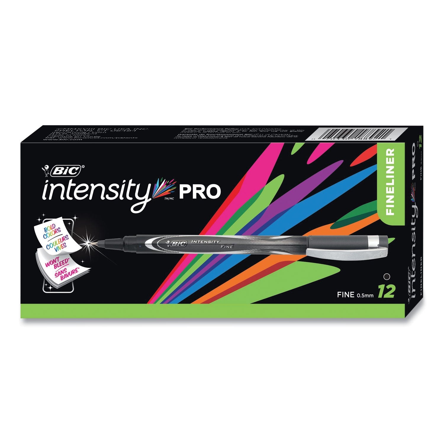 BIC® Intensity Porous Point Pen, Stick, Fine 0.5 Mm, Black Ink, Black Barrel, Dozen