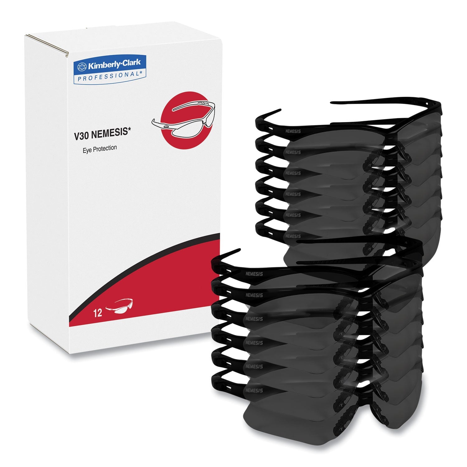 KleenGuard™ V60 Nemesis Rx Reader Safety Glasses, Black Frame, Smoke Lens, +2.5 Diopter Strength, 6/Box - Bloom Skins