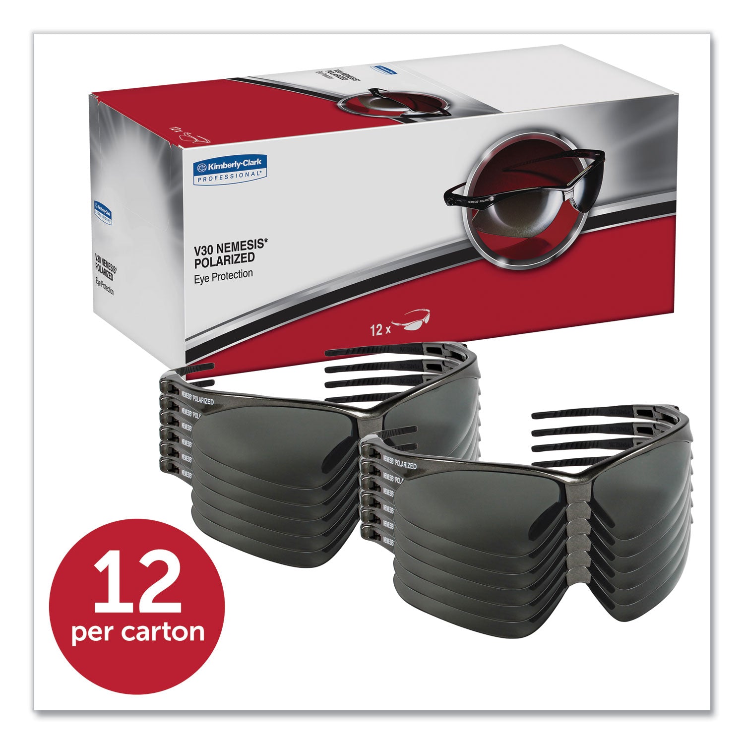 KleenGuard™ Nemesis Safety Glasses, Gunmetal Frame, Smoke Lens, 12/Box - Bloom Skins