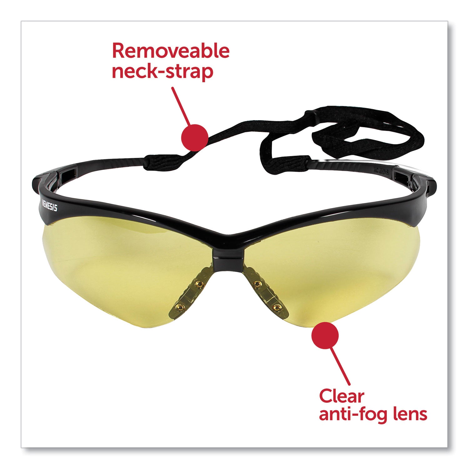 KleenGuard™ Nemesis Safety Glasses, Black Frame, Amber Lens, 12/Box - Bloom Skins