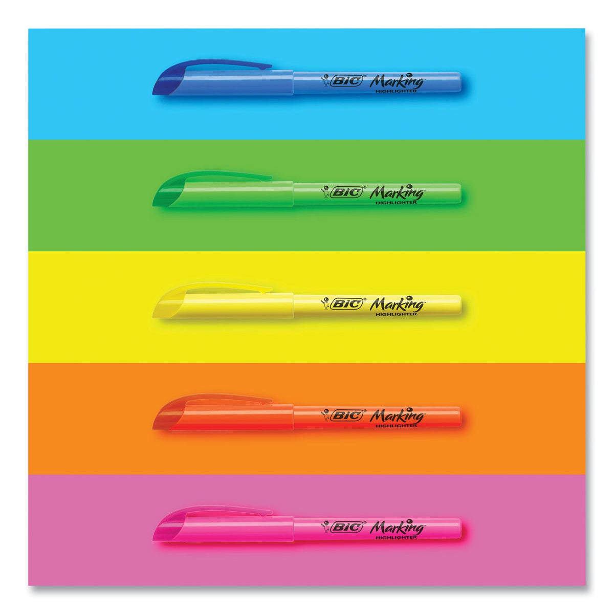 BIC® Brite Liner Highlighter, Fluorescent Green Ink, Chisel Tip, Green/black Barrel, Dozen