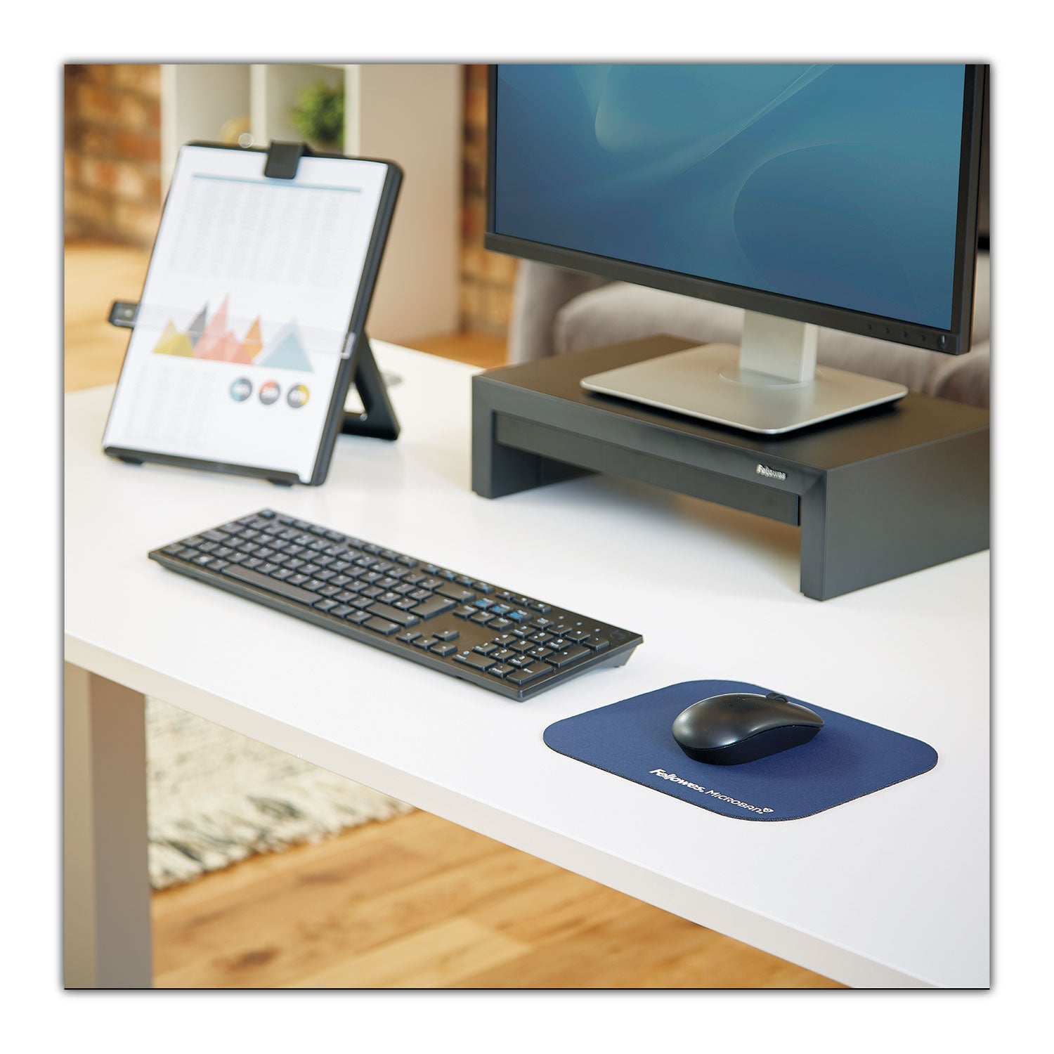 Fellowes® Mouse Pad with Microban Protection, 9 x 8, Navy