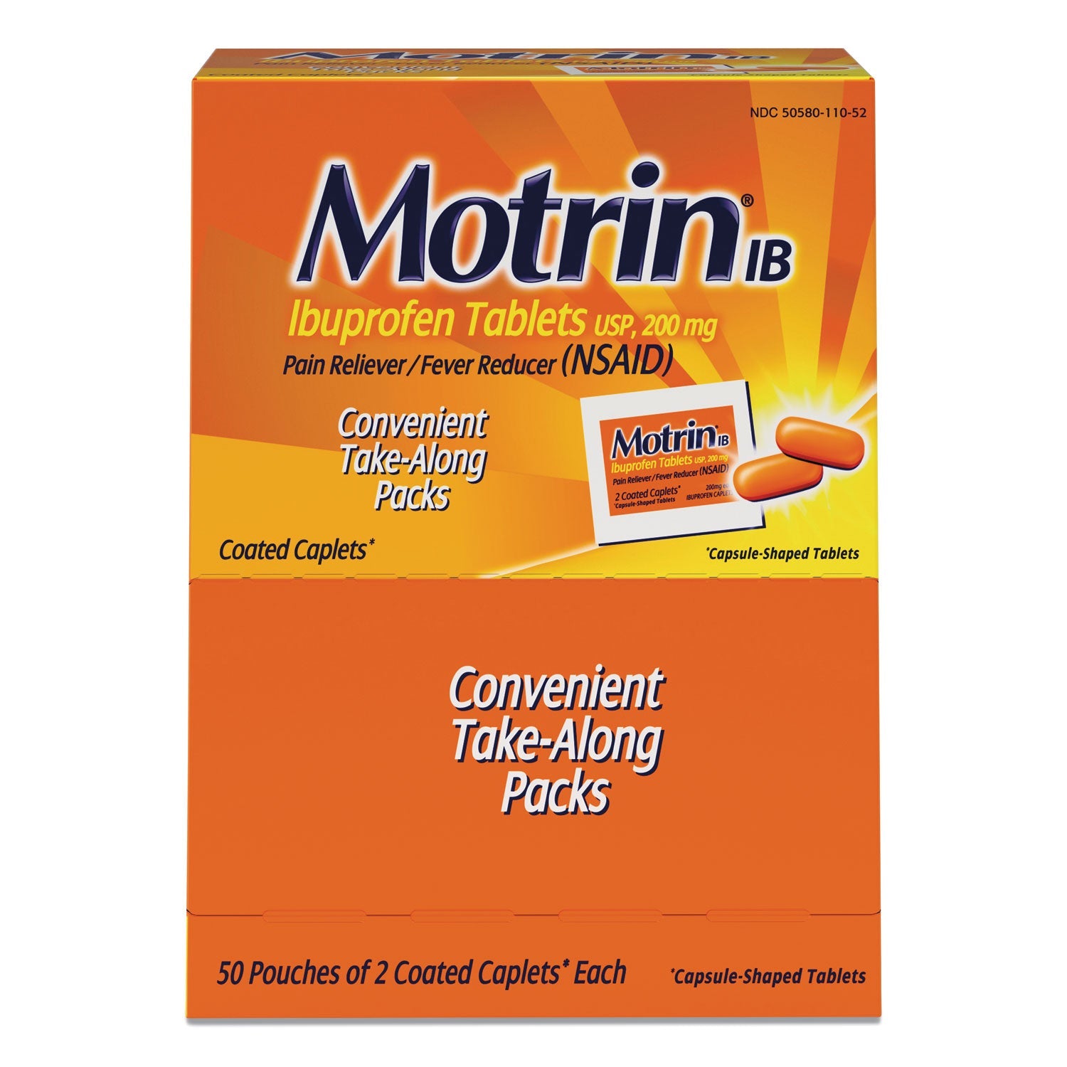 Motrin® IB Ibuprofen Tablets, Two-Pack, 50 Packs/box