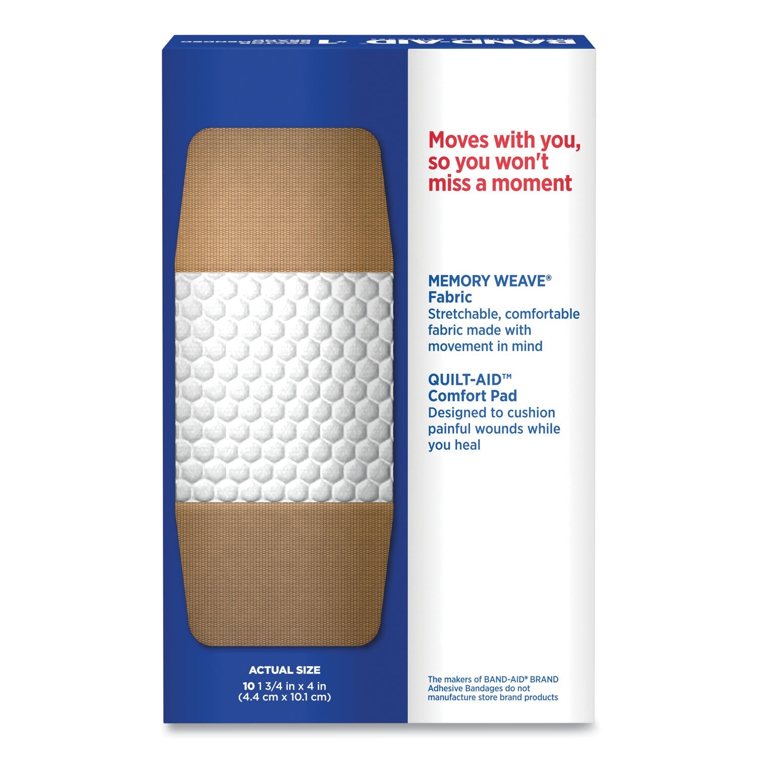 BAND-AID® Flexible Fabric Extra Large Adhesive Bandages, 1.75 X 4, 10/box