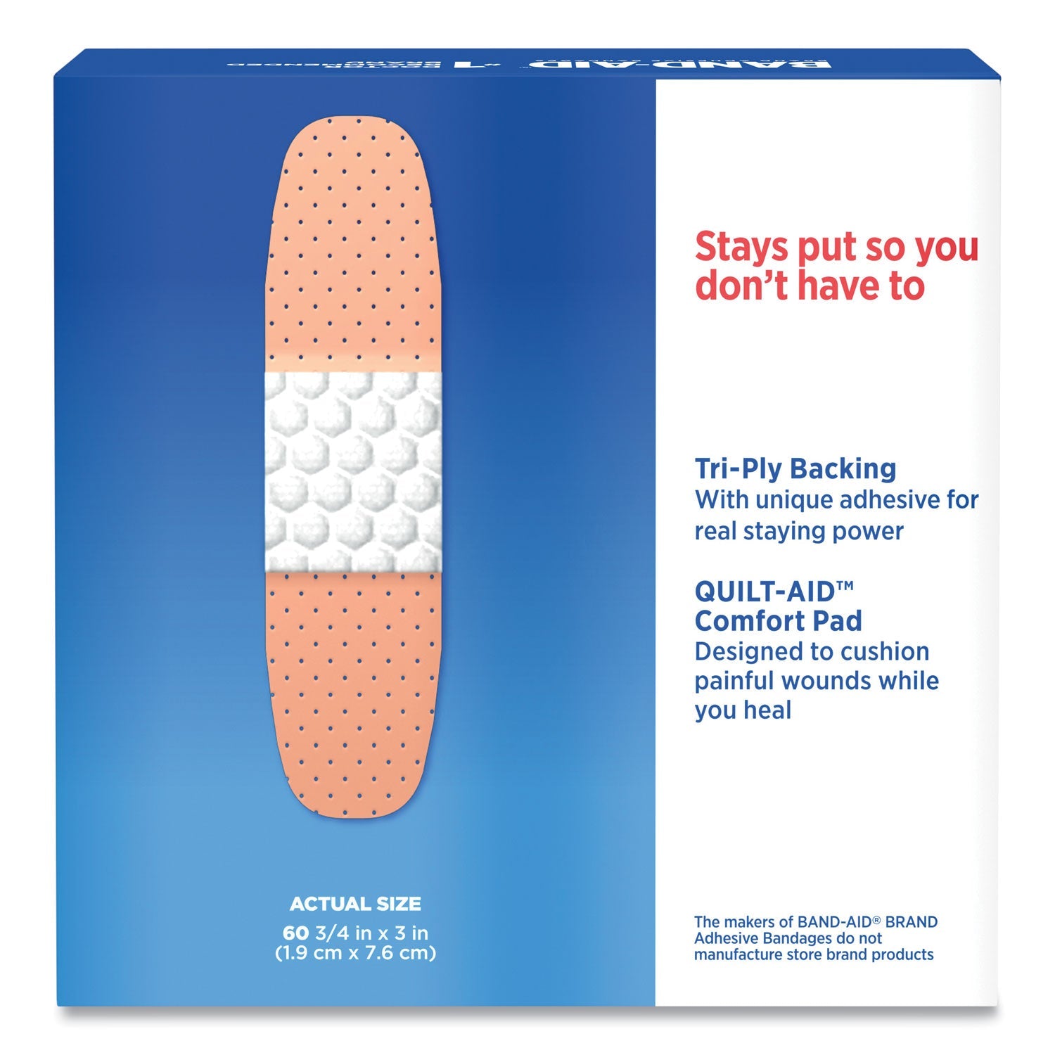BAND-AID® Plastic Adhesive Bandages, 0.75 X 3, 60/box
