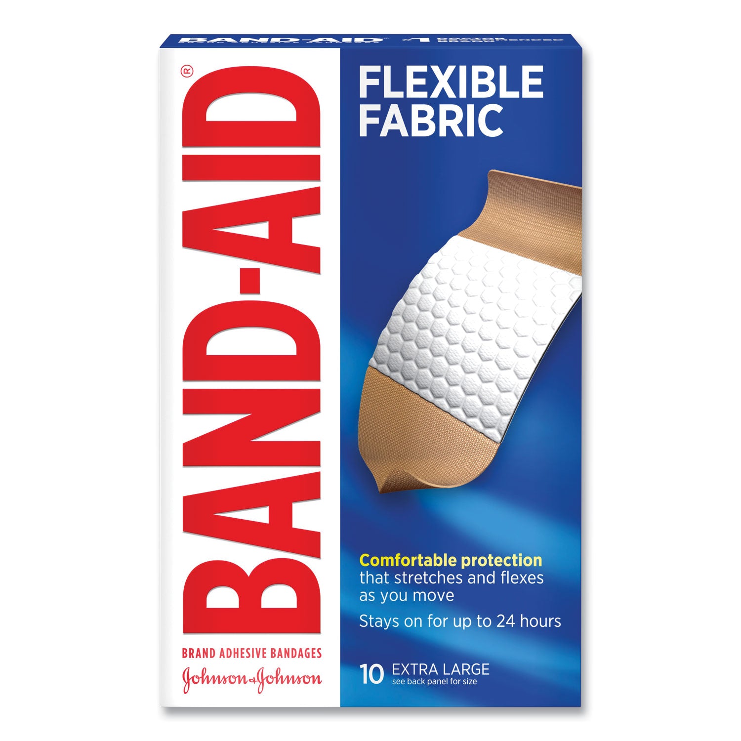 BAND-AID® Flexible Fabric Extra Large Adhesive Bandages, 1.75 X 4, 10/box