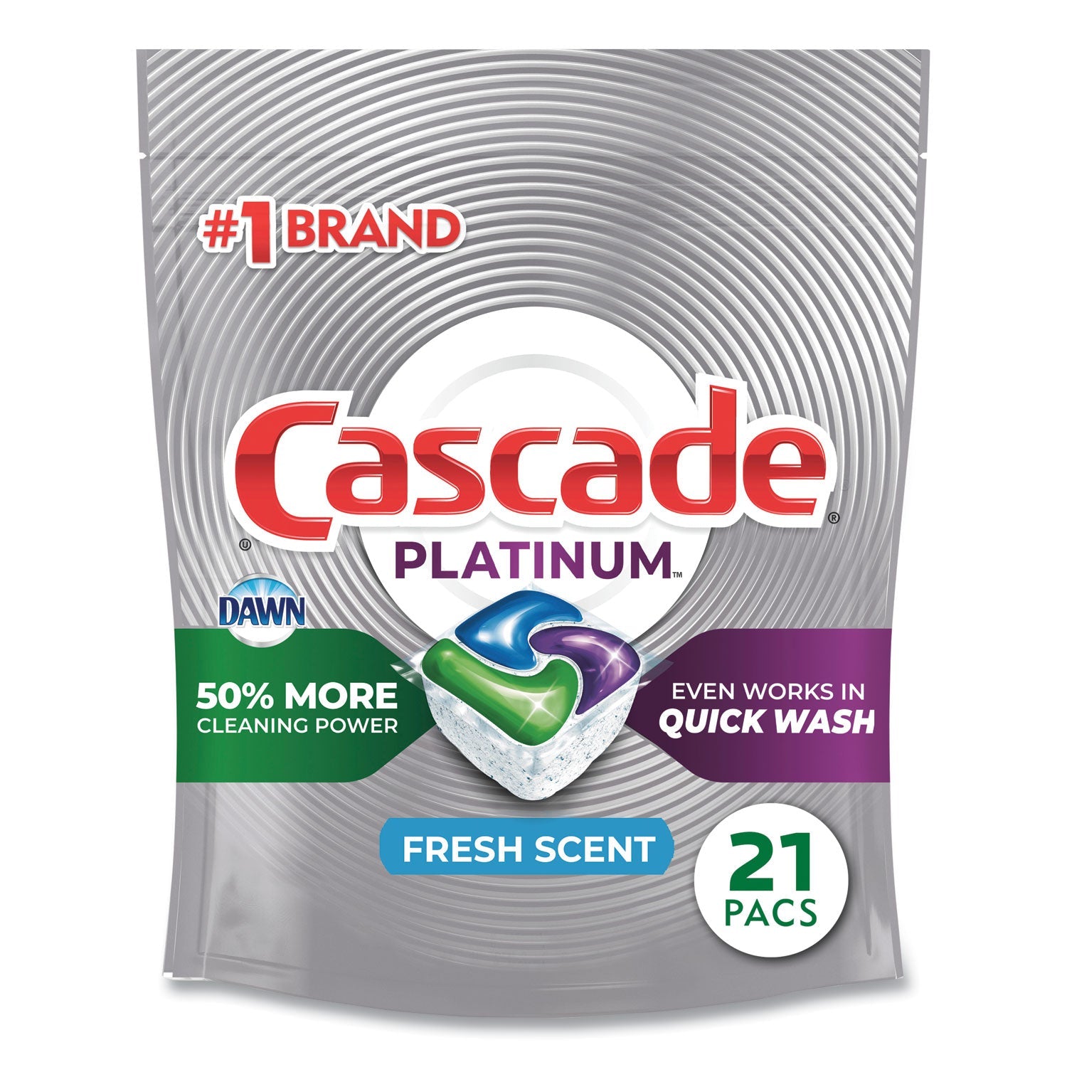 Cascade® Actionpacs, Fresh Scent, 11.7 Oz Bag, 21/pack, 5 Packs/carton