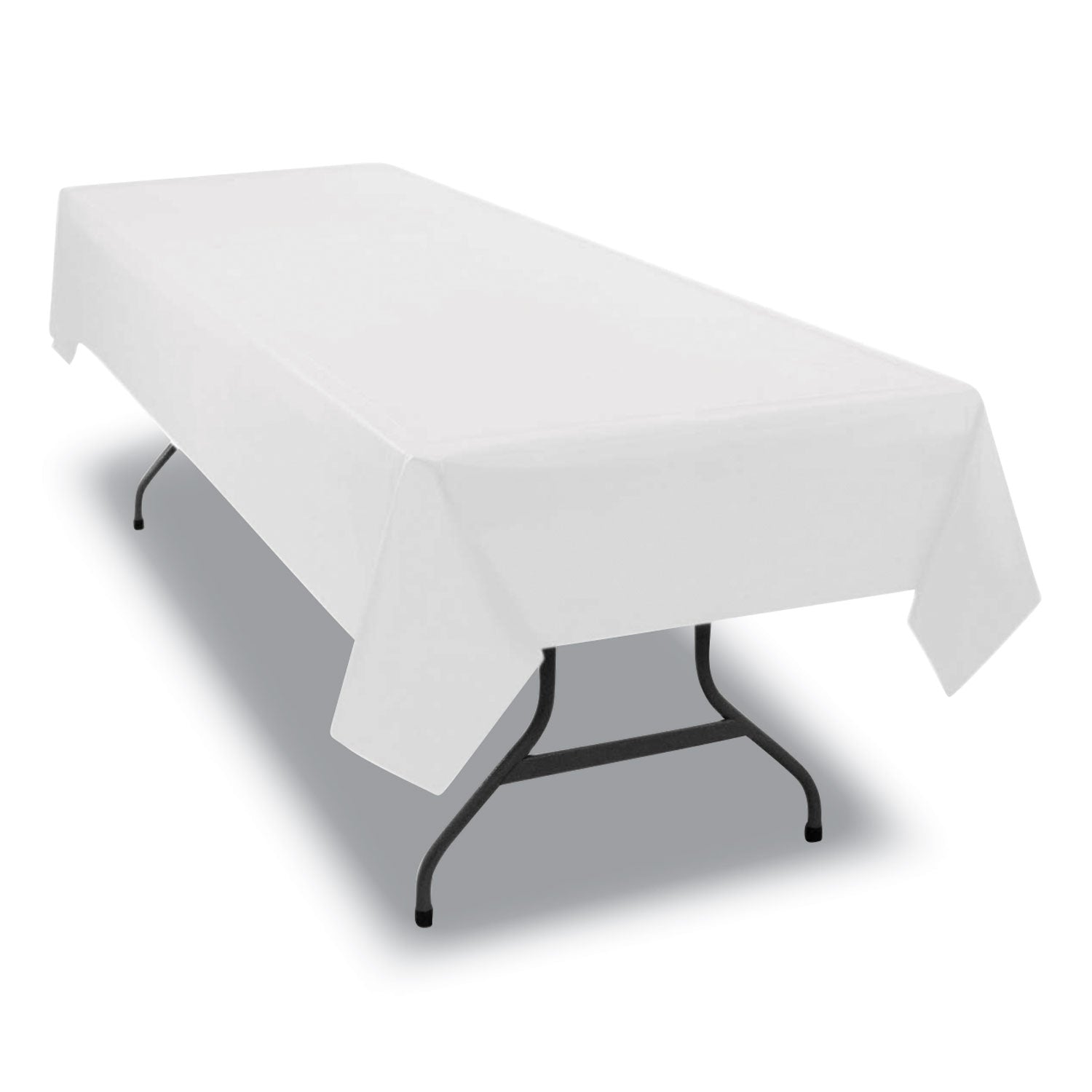 Tablemate® Table Set Rectangular Table Cover, Heavyweight Plastic, 54" X 108", White, 6/pack