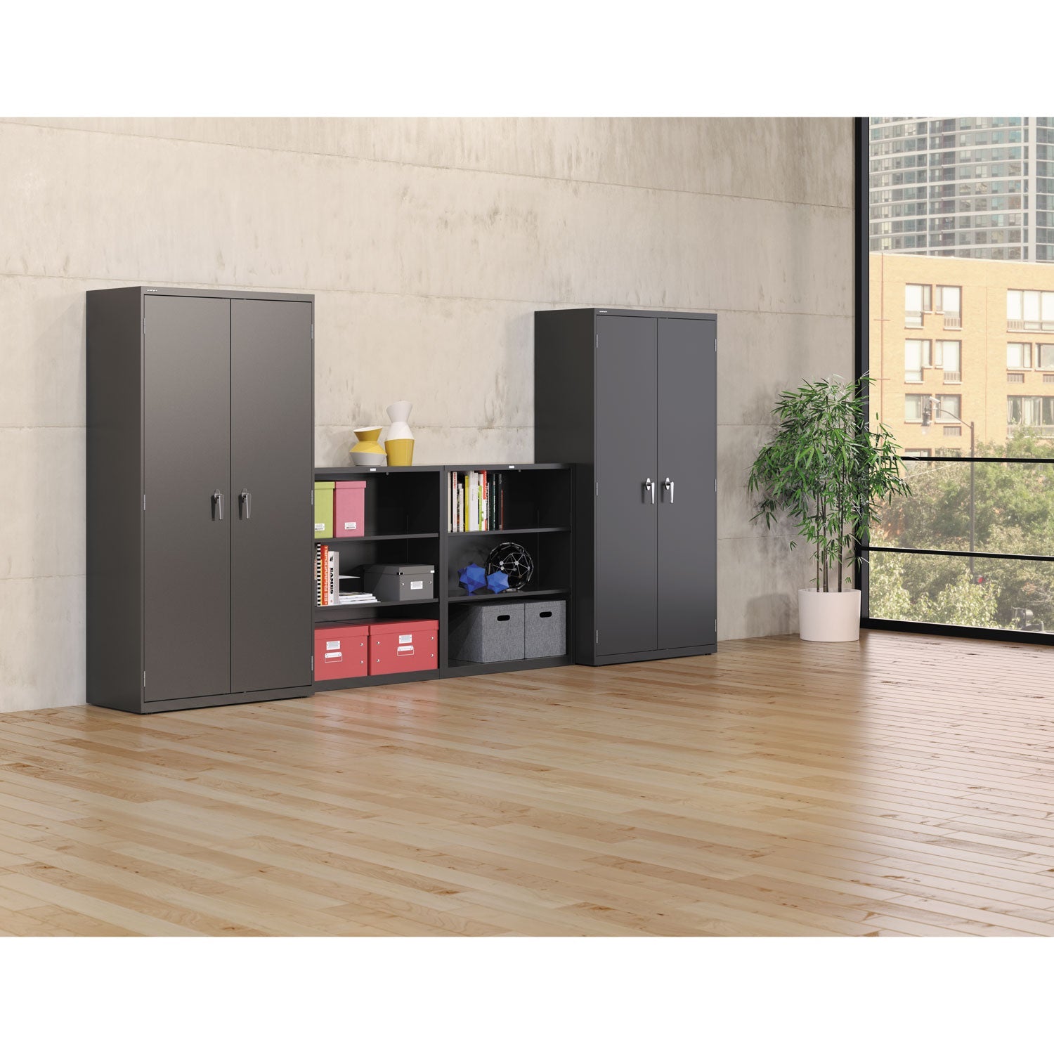 HON® Assembled Storage Cabinet, 36w x 18.13d x 71.75h, Charcoal