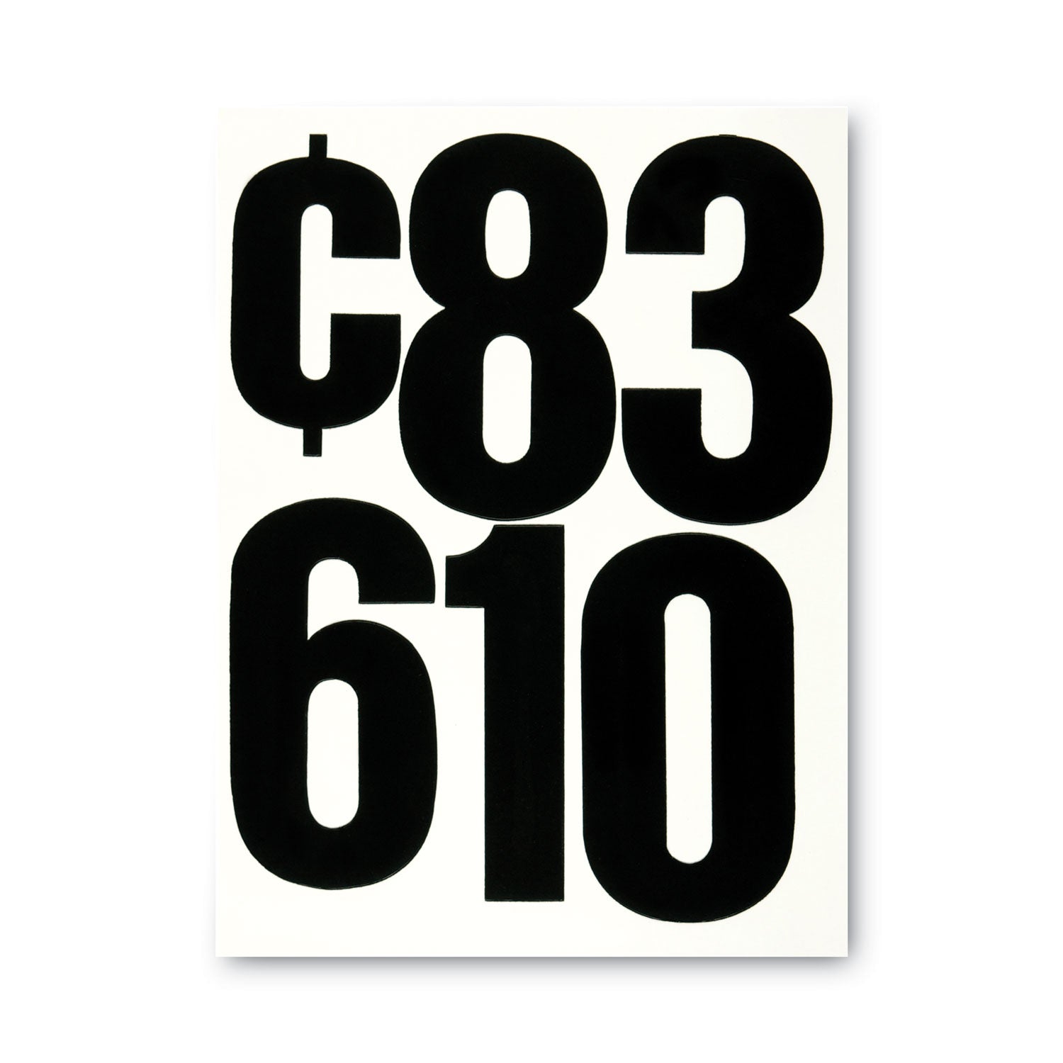 Chartpak® Press-On Vinyl Numbers, Self Adhesive, Black, 6"h, 21/pack