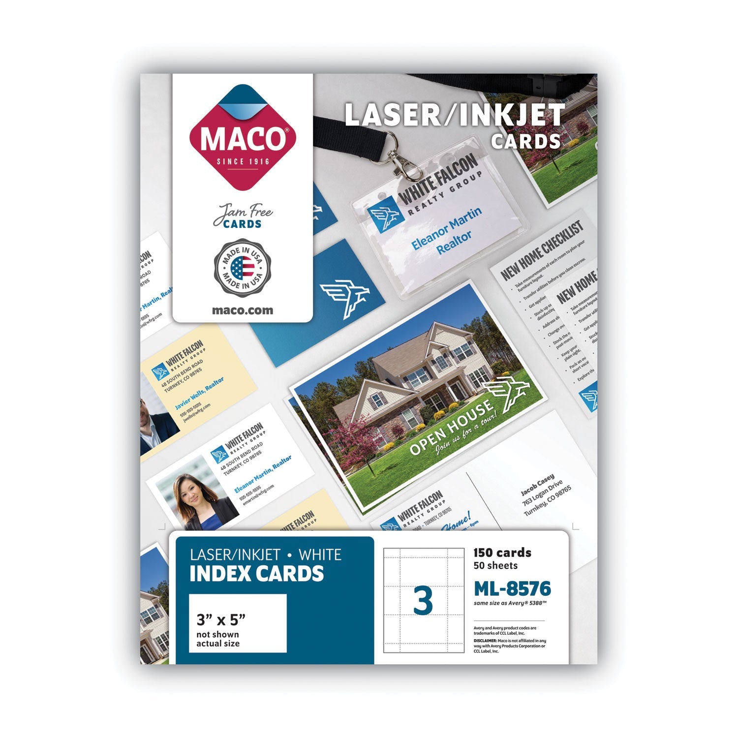 MACO® Unruled Microperforated Laser/inkjet Index Cards, 3 X 5, White, 150 Cards, 3 Cards/sheet, 50 Sheets/box - Bloom Skins