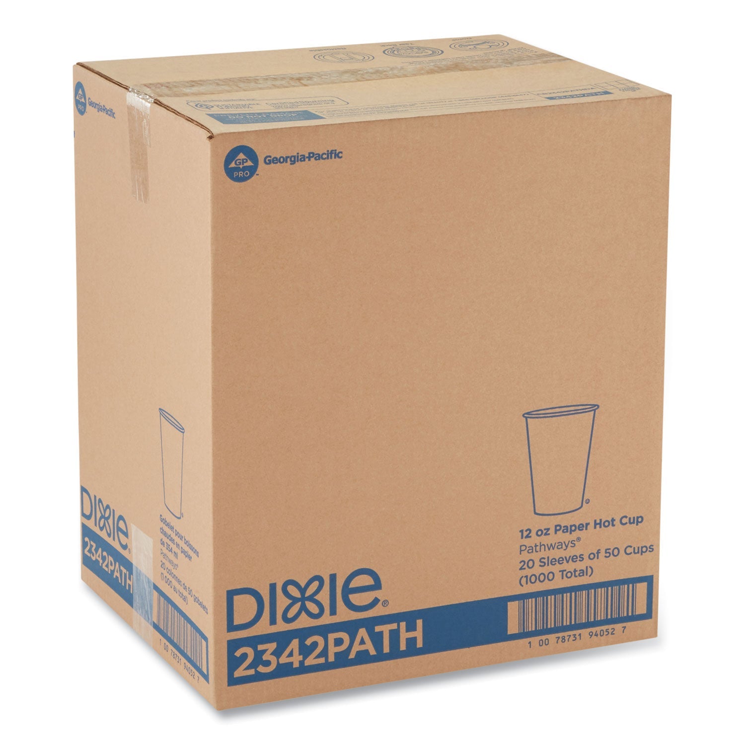 Dixie® Pathways Paper Hot Cups, 12 oz, White/Brown, 50/Sleeve, 20 Sleeves/Carton