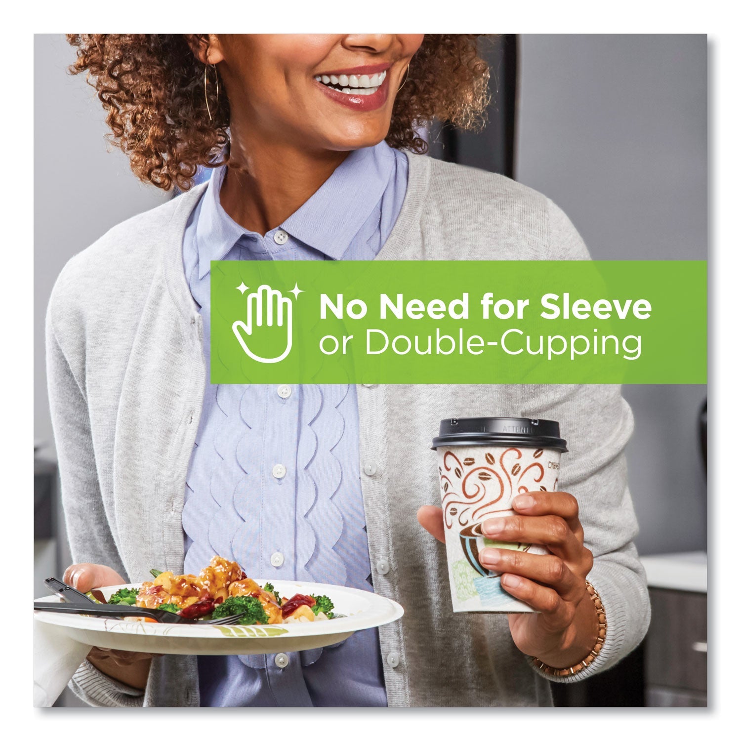 Dixie® Perfectouch Paper Hot Cups, 12 Oz, Coffee Haze Design, 50/sleeve, 20 Sleeves/carton