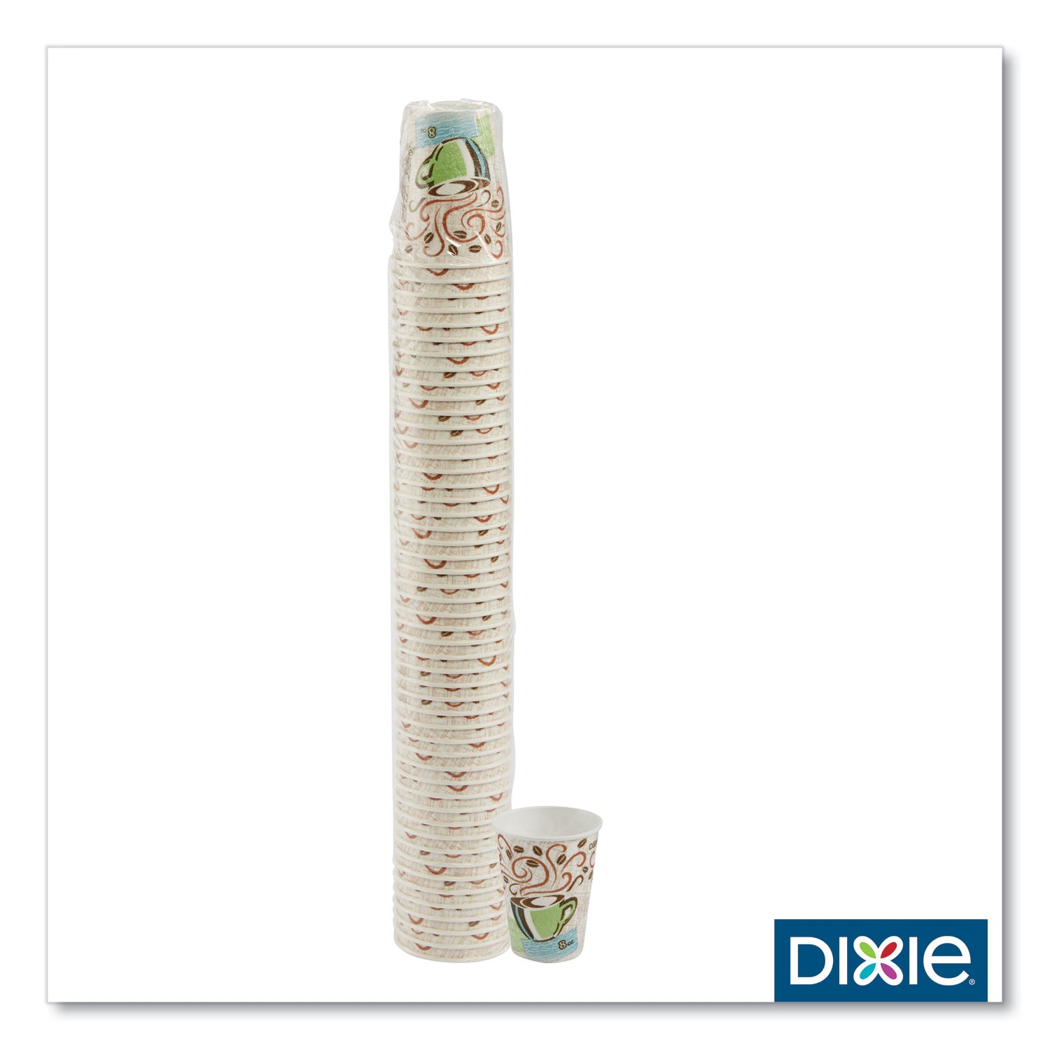 Dixie® Perfectouch Paper Hot Cups, 8 Oz, Coffee Haze Design, 50/pack