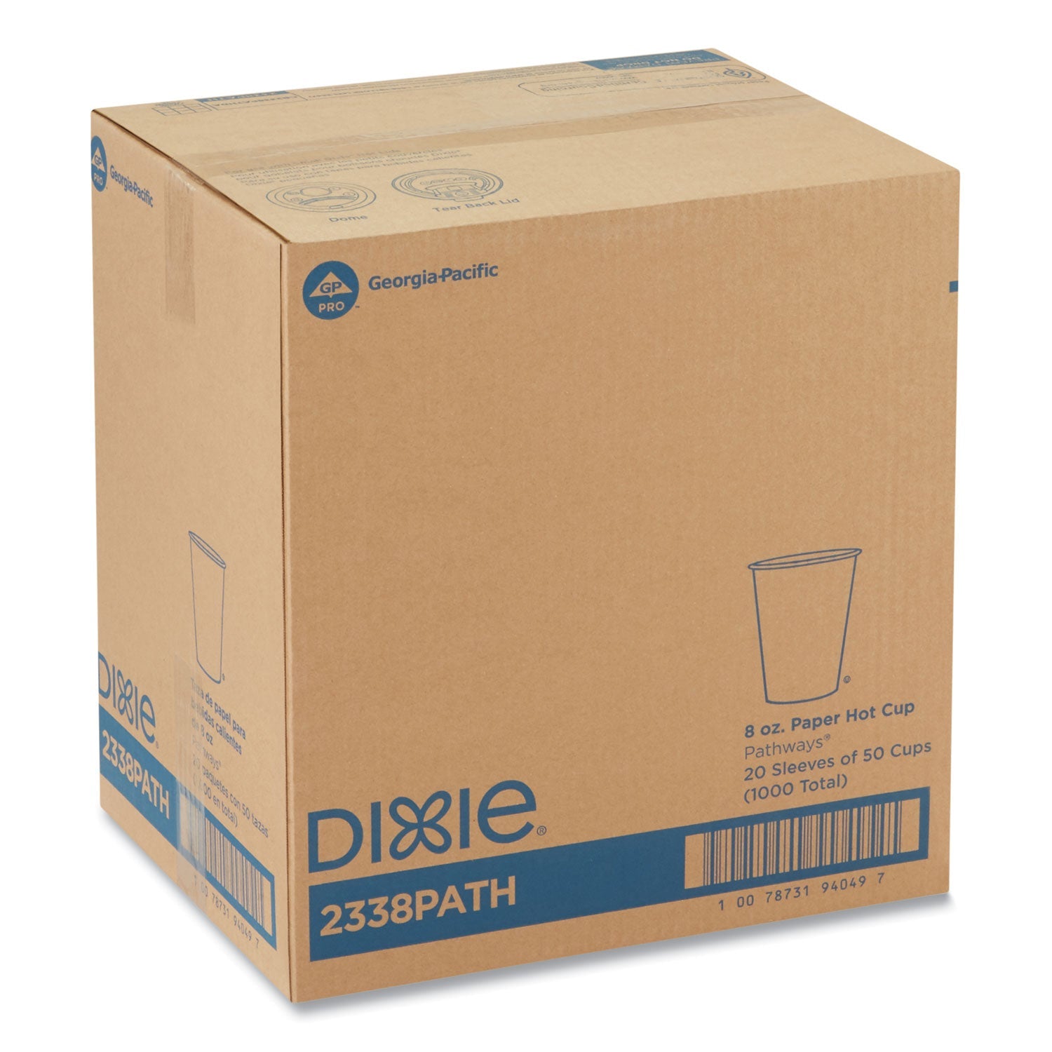 Dixie® Pathways Paper Hot Cups, 8 oz, White/Brown, 50/Pack