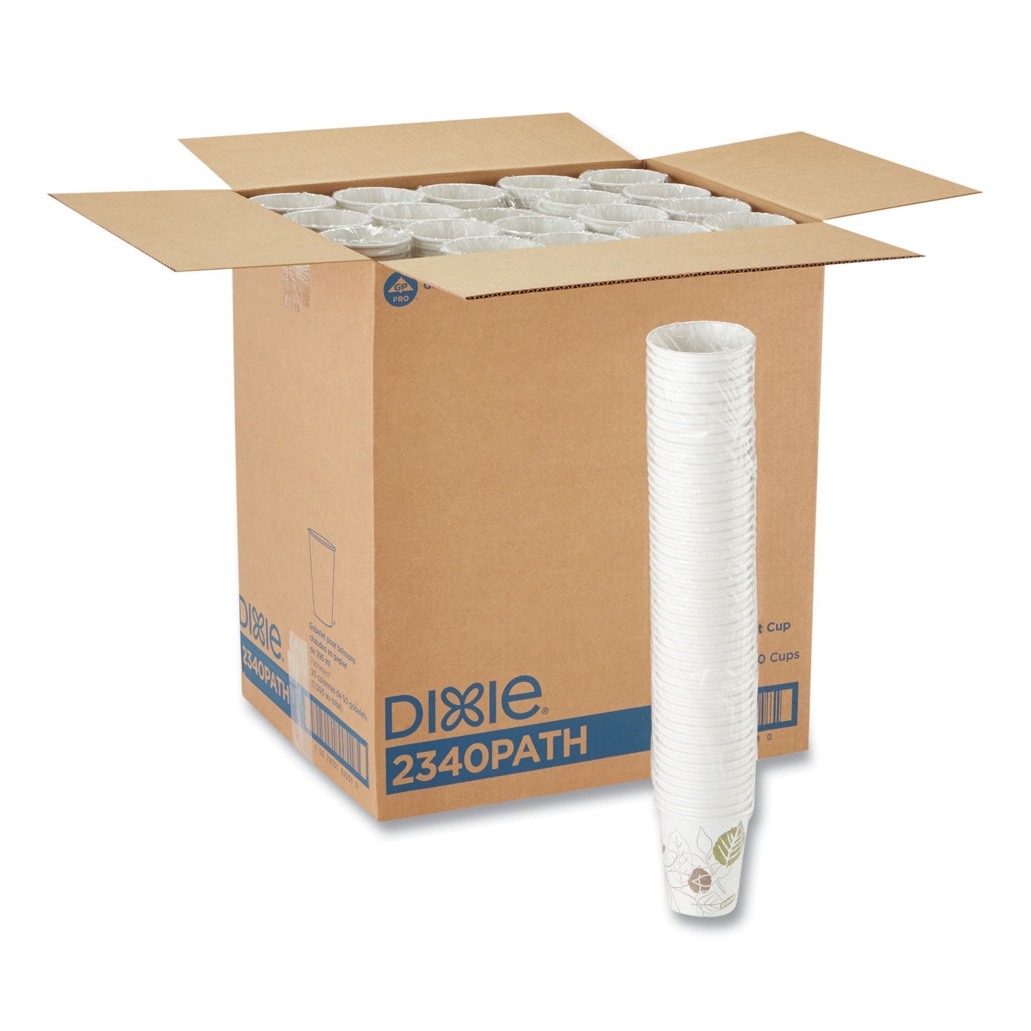 Dixie® Pathways Paper Hot Cups, 10 oz, White/Brown, 50/Sleeve, 20 Sleeves/Carton