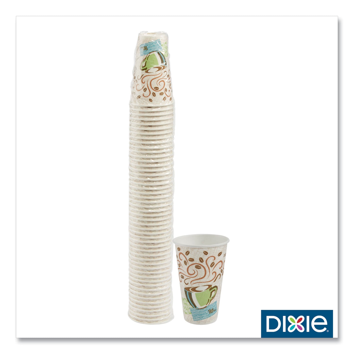 Dixie® Perfectouch Paper Hot Cups, 16 Oz, Coffee Haze Design, 50/pack