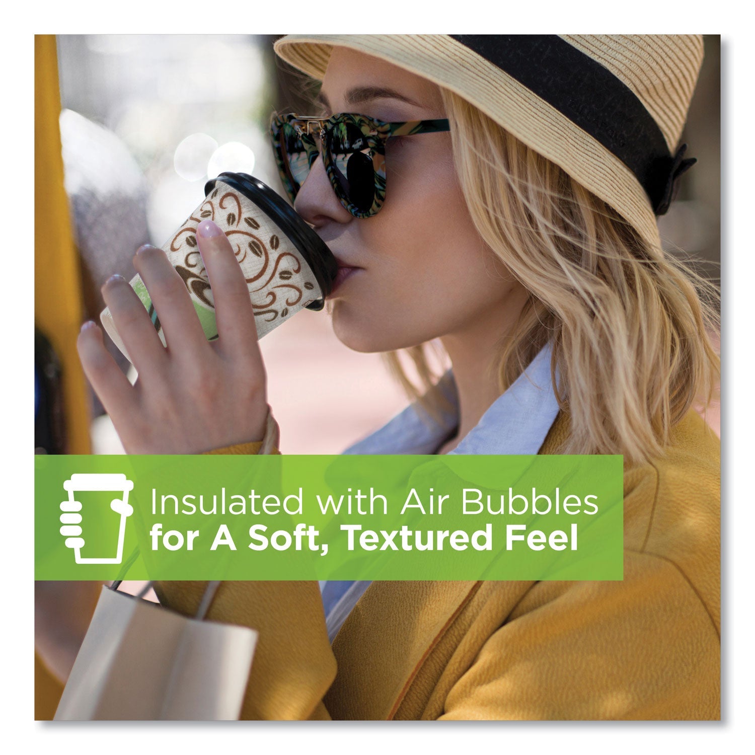 Dixie® Perfectouch Paper Hot Cups, 8 Oz, Coffee Haze Design, 25/sleeve, 20 Sleeves/carton