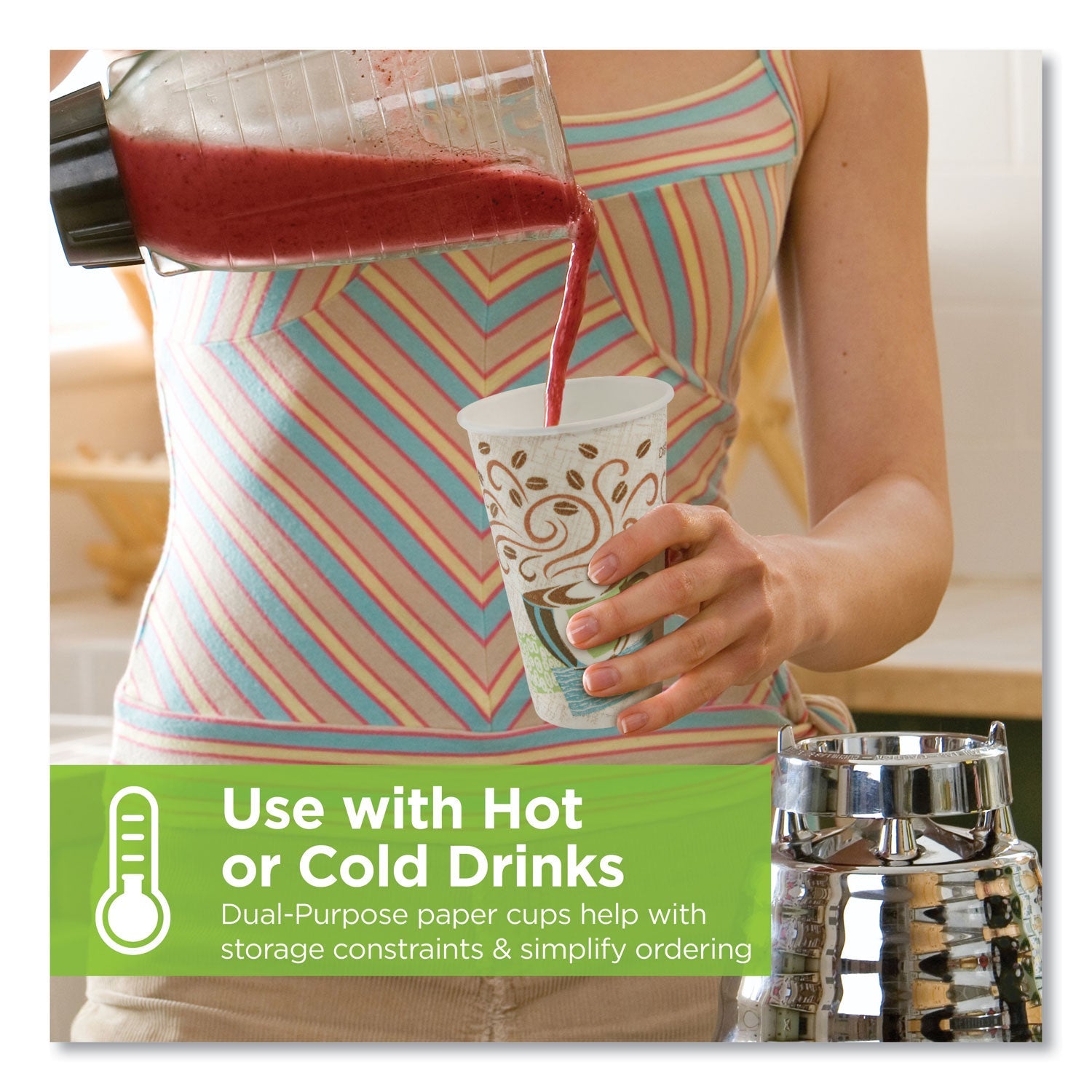 Dixie® Perfectouch Paper Hot Cups, 8 Oz, Coffee Haze Design, 25/sleeve, 20 Sleeves/carton