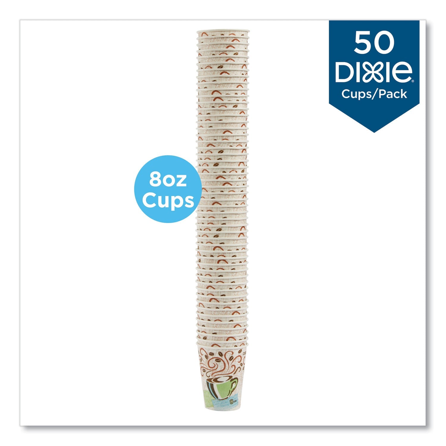 Dixie® Perfectouch Paper Hot Cups, 8 Oz, Coffee Haze Design, 50/pack