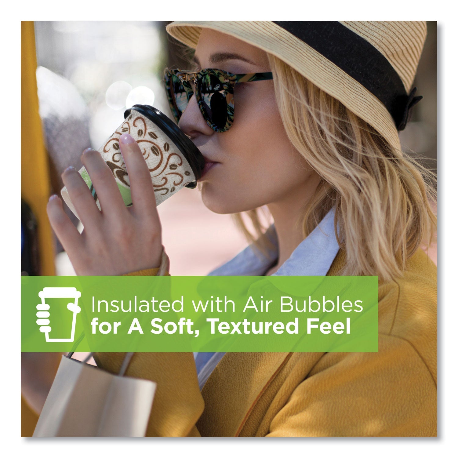 Dixie® Perfectouch Paper Hot Cups, 12 Oz, Coffee Haze Design, 50/sleeve, 20 Sleeves/carton