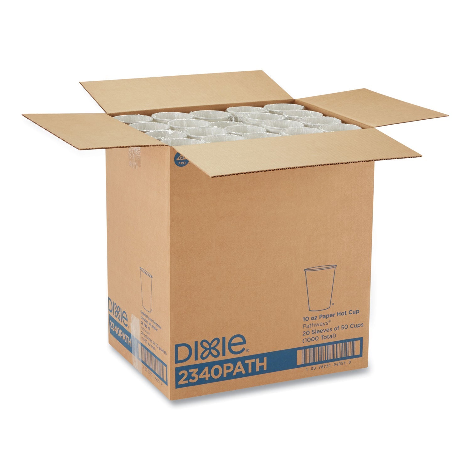 Dixie® Pathways Paper Hot Cups, 10 oz, White/Brown, 50/Sleeve, 20 Sleeves/Carton