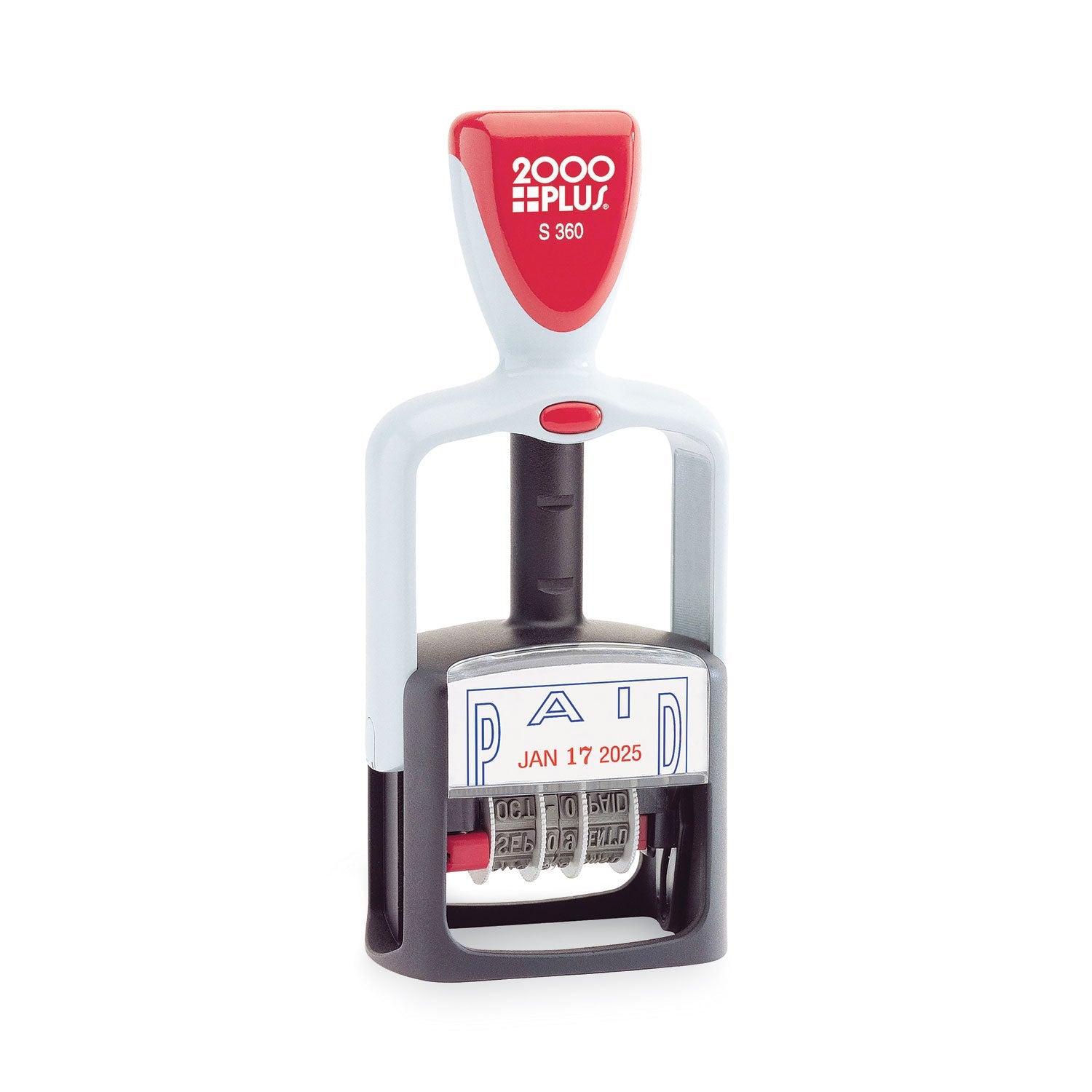 COSCO 2000PLUS® Model S 360 Two-Color Message Dater, 1.75 X 1, "paid," Self-Inking, Blue/red