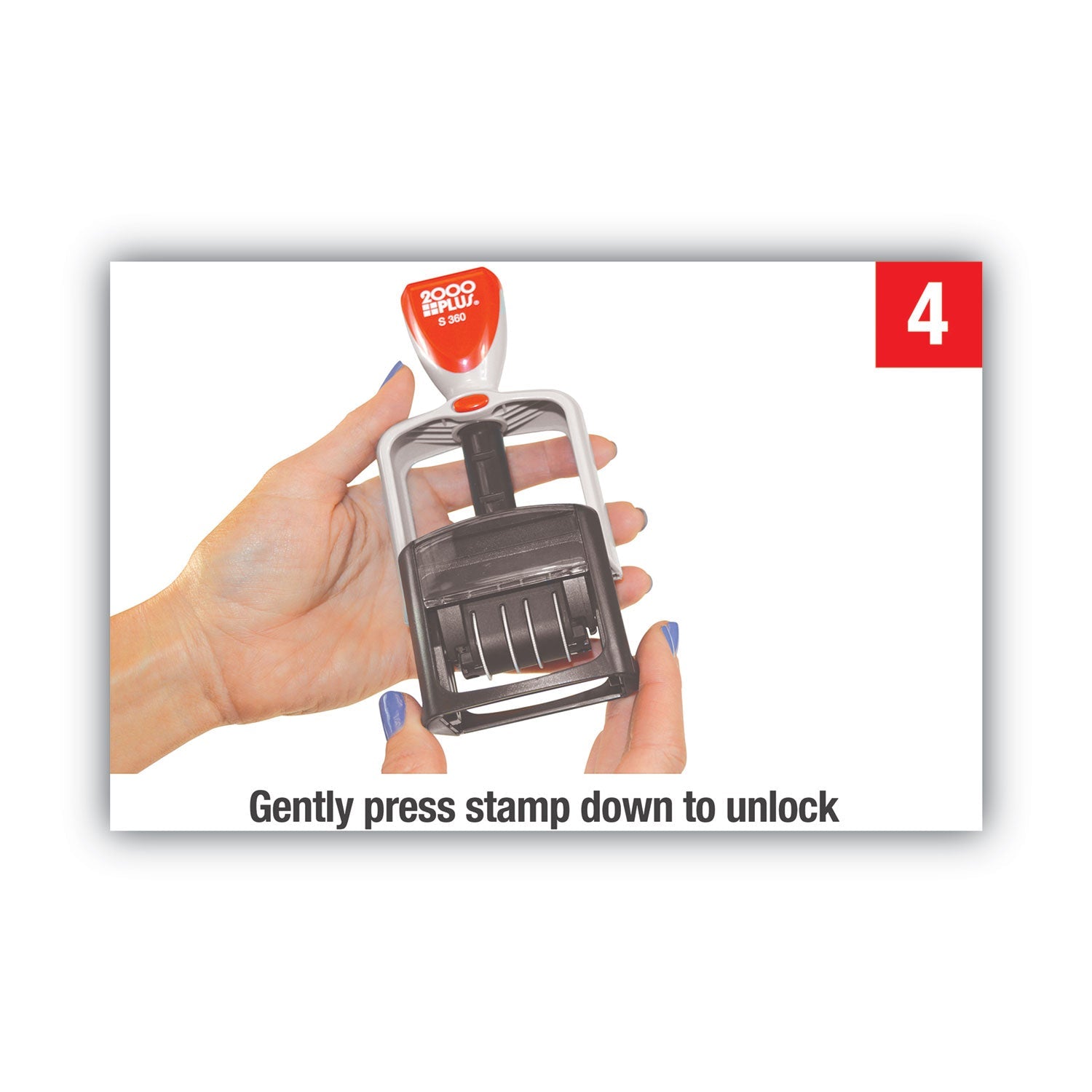 COSCO 2000PLUS® Model S 360 Two-Color Message Dater, 1.75 X 1, "received", Self-Inking, Blue/red