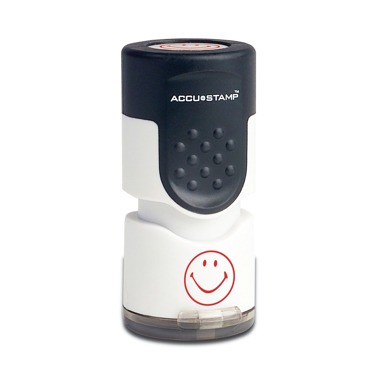 ACCUSTAMP® Pre-Inked Round Stamp, Smiley, 0.63" dia, Red