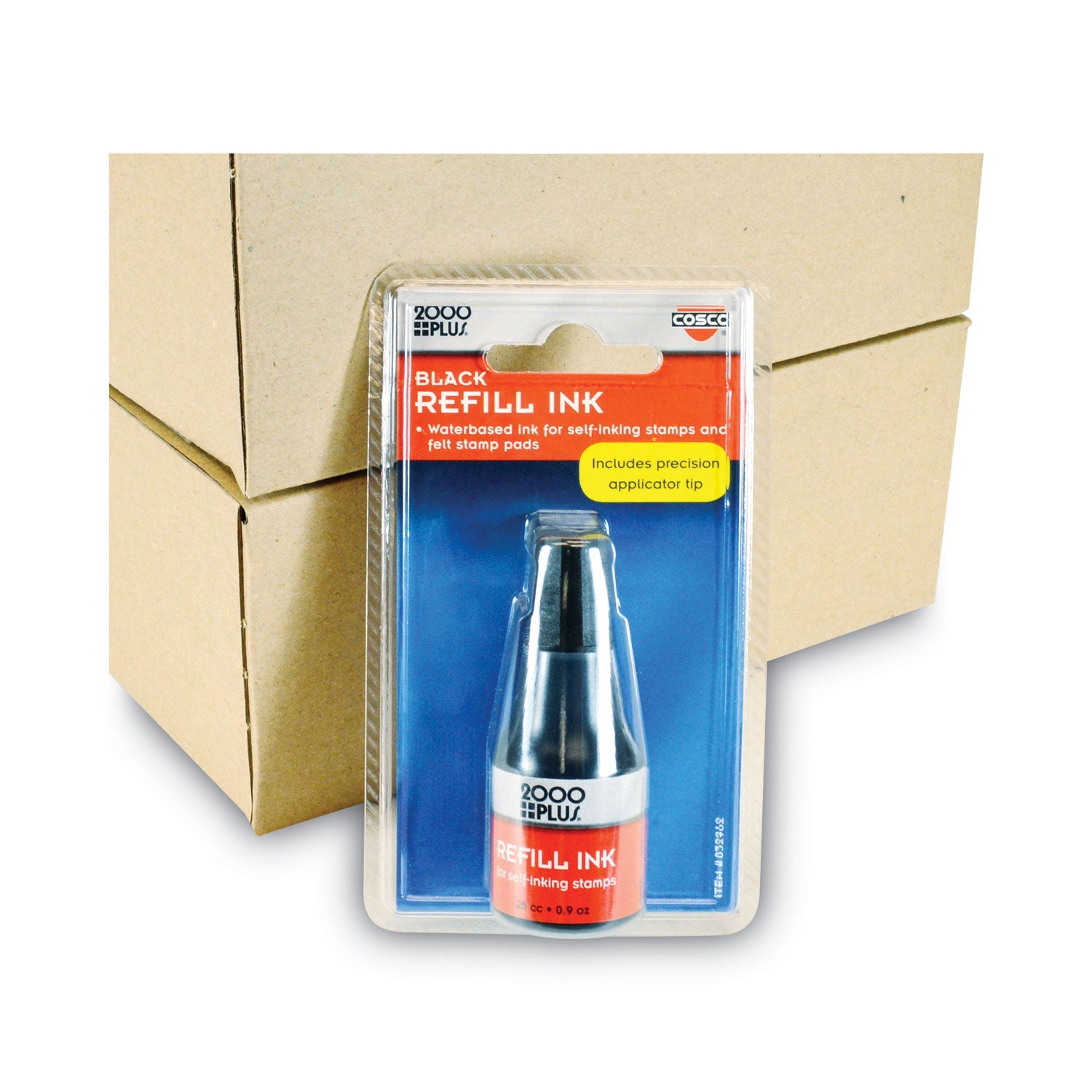 COSCO 2000PLUS® Self-Inking Refill Ink, 0.9 oz. Bottle, Black