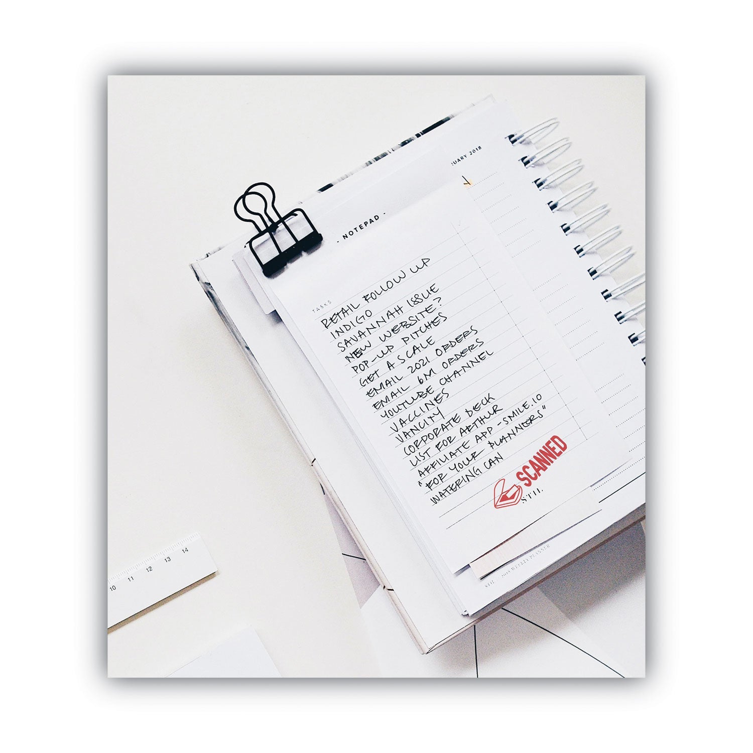 ACCUSTAMP2® Pre-Inked Shutter Stamp, Red, SCANNED, 1.63 x 0.5