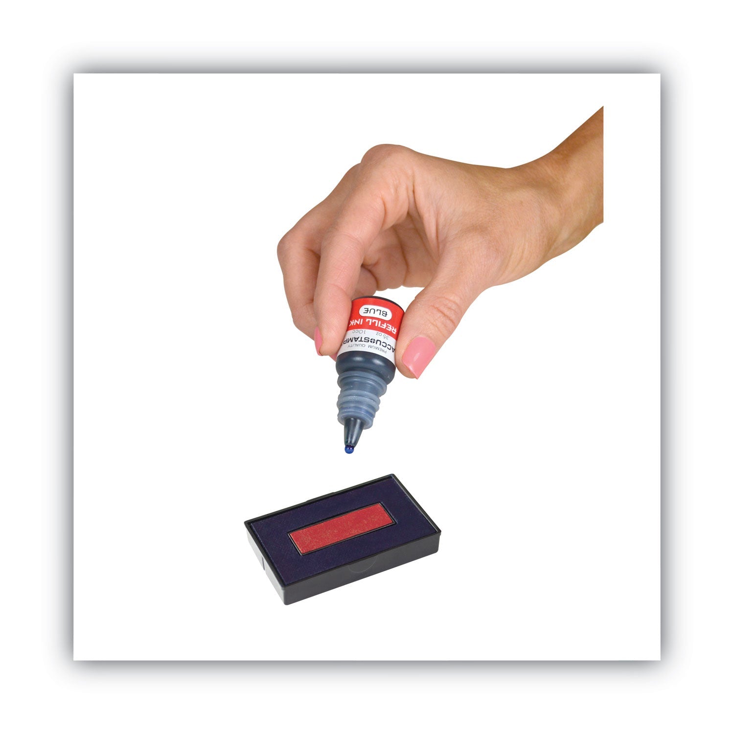 COSCO ACCU-STAMP Gel Ink Refill, 0.35 oz Bottle, Blue