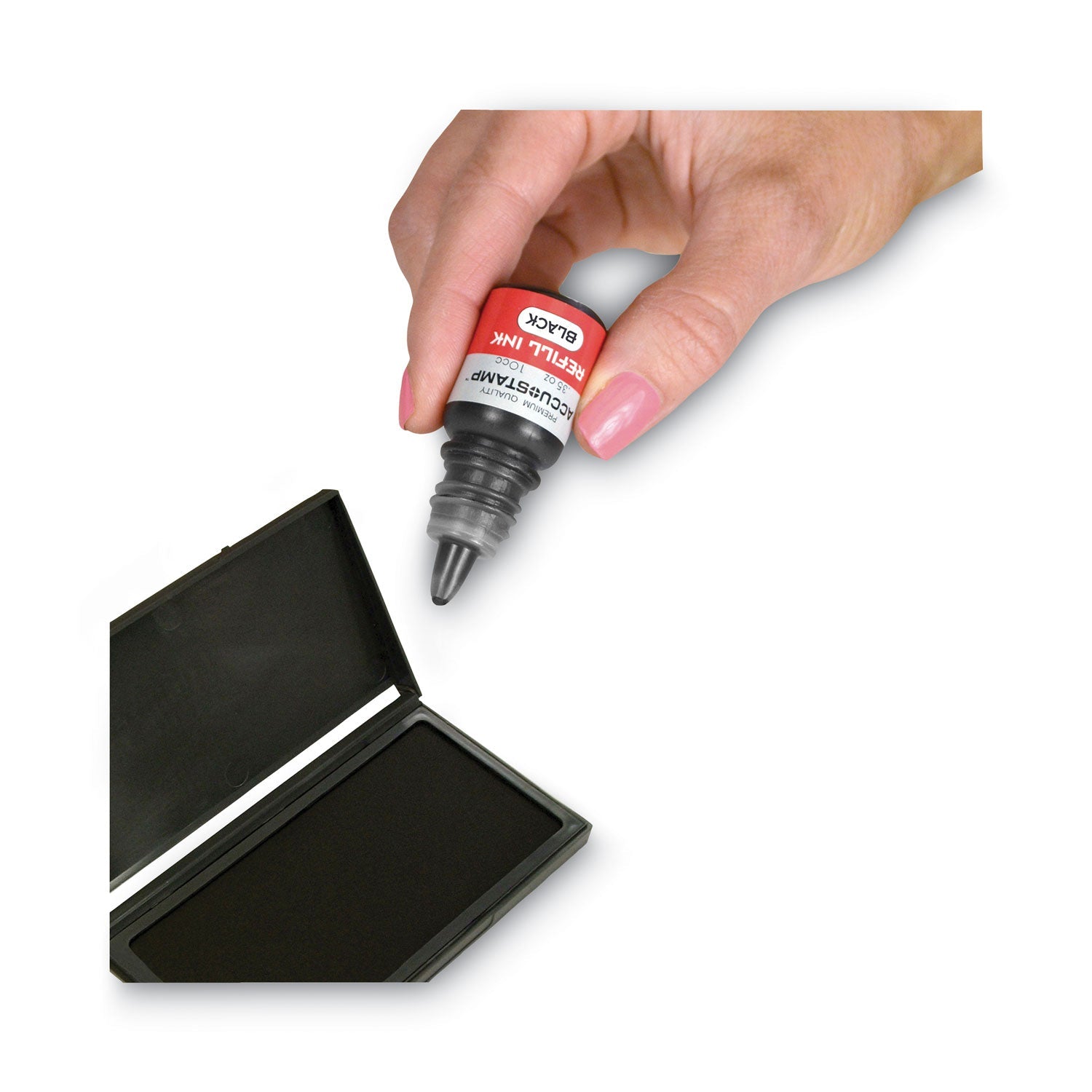 COSCO ACCU-STAMP Gel Ink Refill, 0.35 oz Bottle, Black