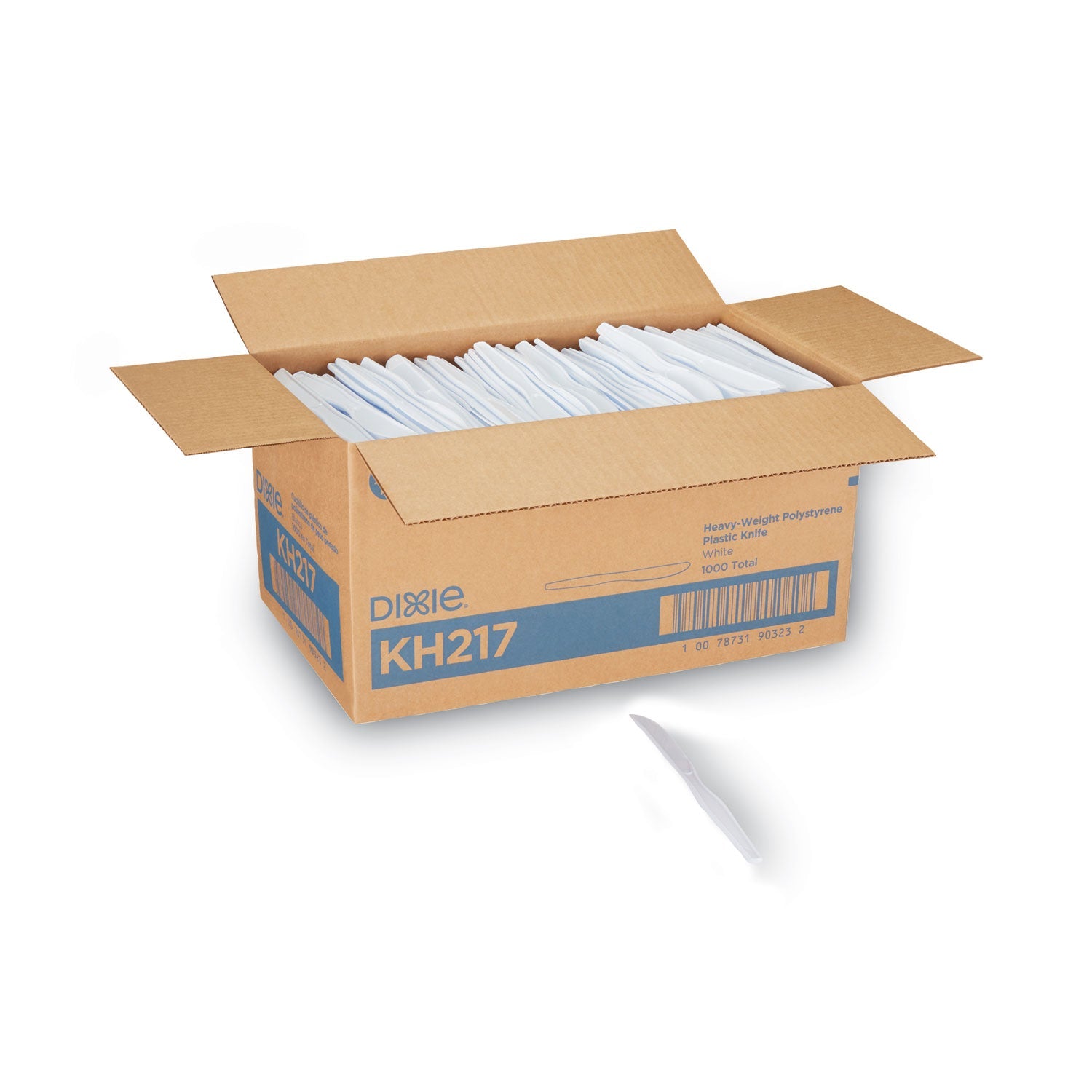 Dixie® Plastic Cutlery, Heavyweight Knife, 7.5", White, 1,000/Carton