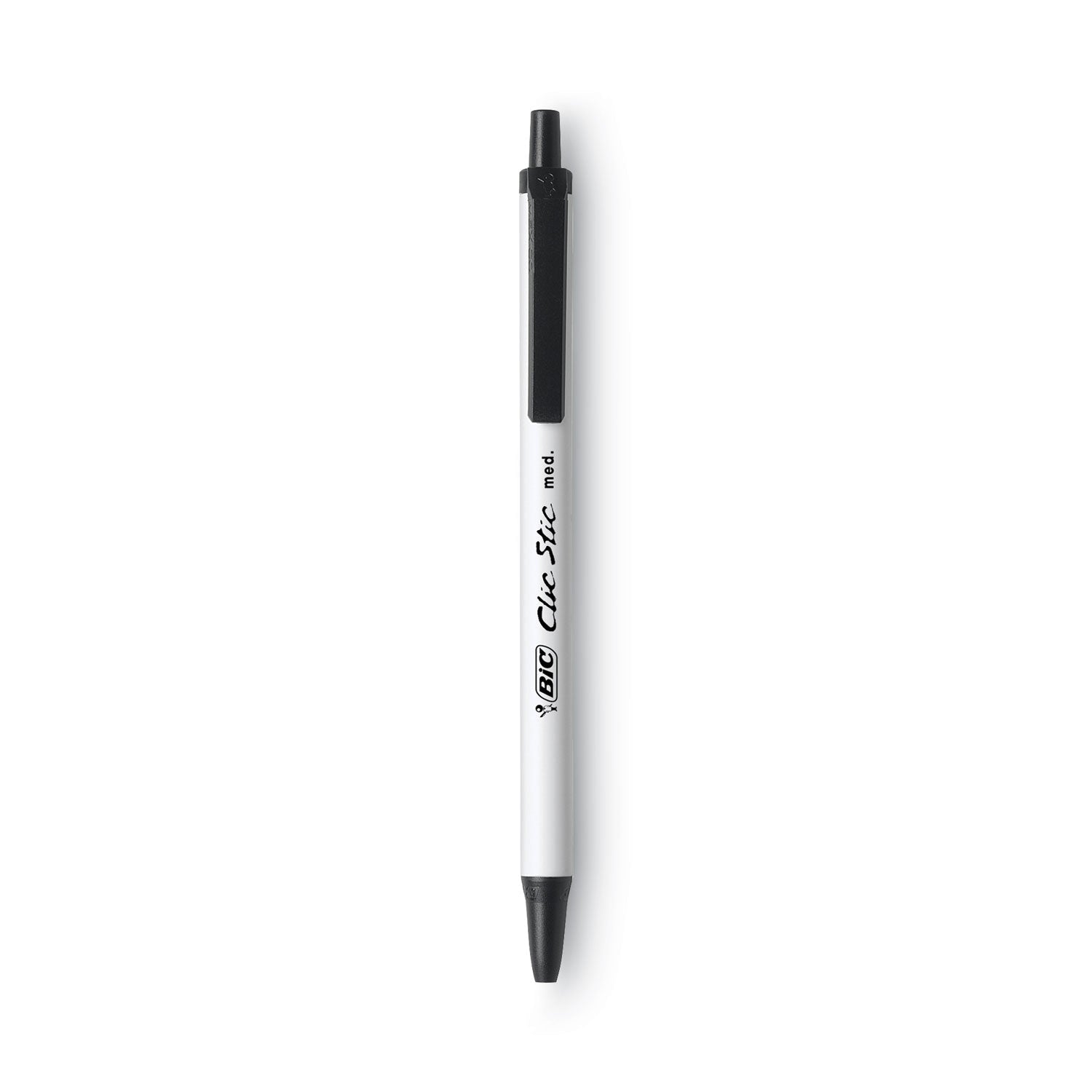 BIC® Clic Stic Ballpoint Pen Value Pack, Retractable, Medium 1 Mm, Black Ink, White Barrel, 24/pack