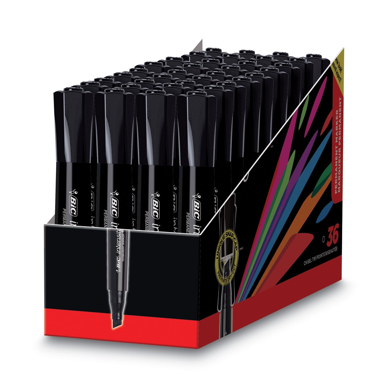 BIC® Intensity Chisel Tip Permanent Marker Value Pack, Broad Chisel Tip, Black, 36/pack