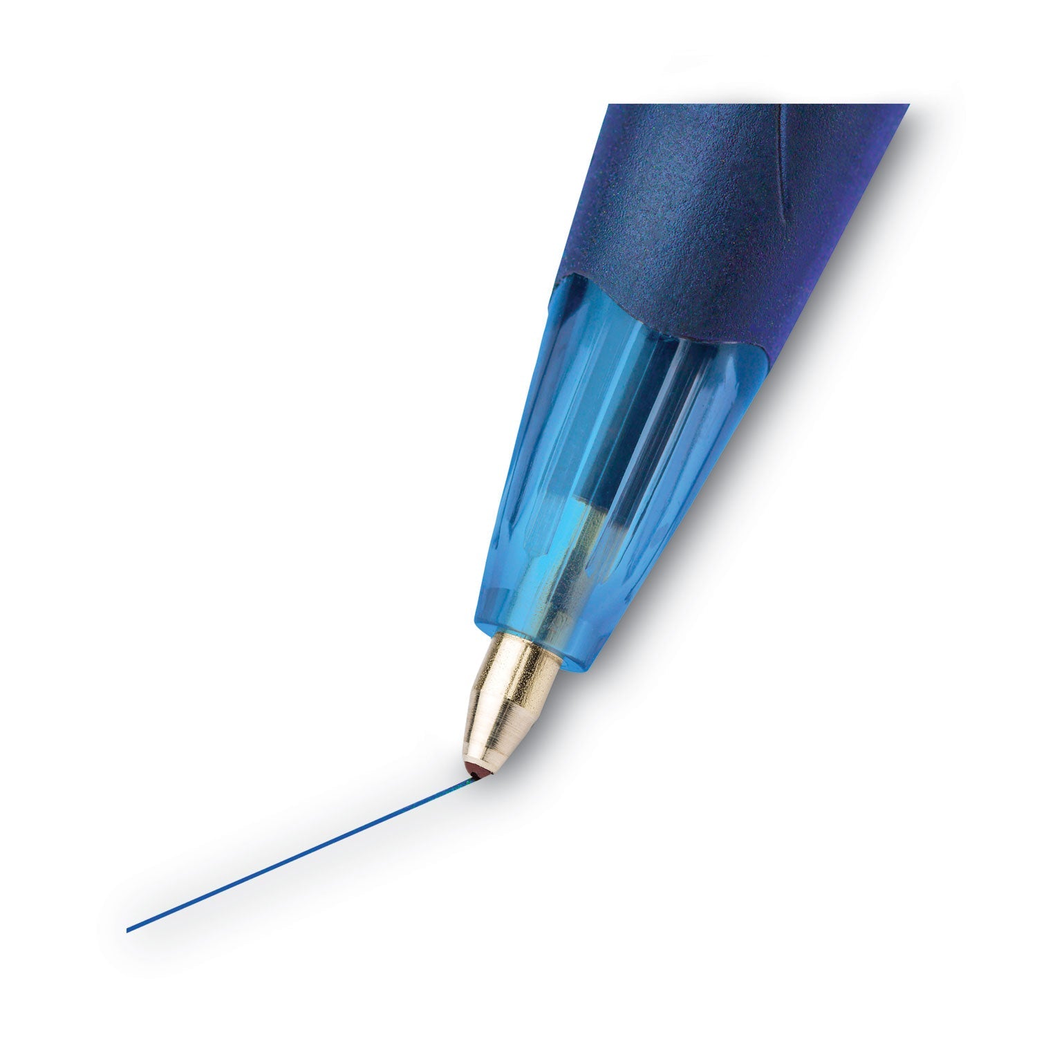 BIC® GLIDE Ballpoint Pen, Retractable, Medium 1 mm, Blue Ink, Translucent Blue/Blue Barrel, Dozen