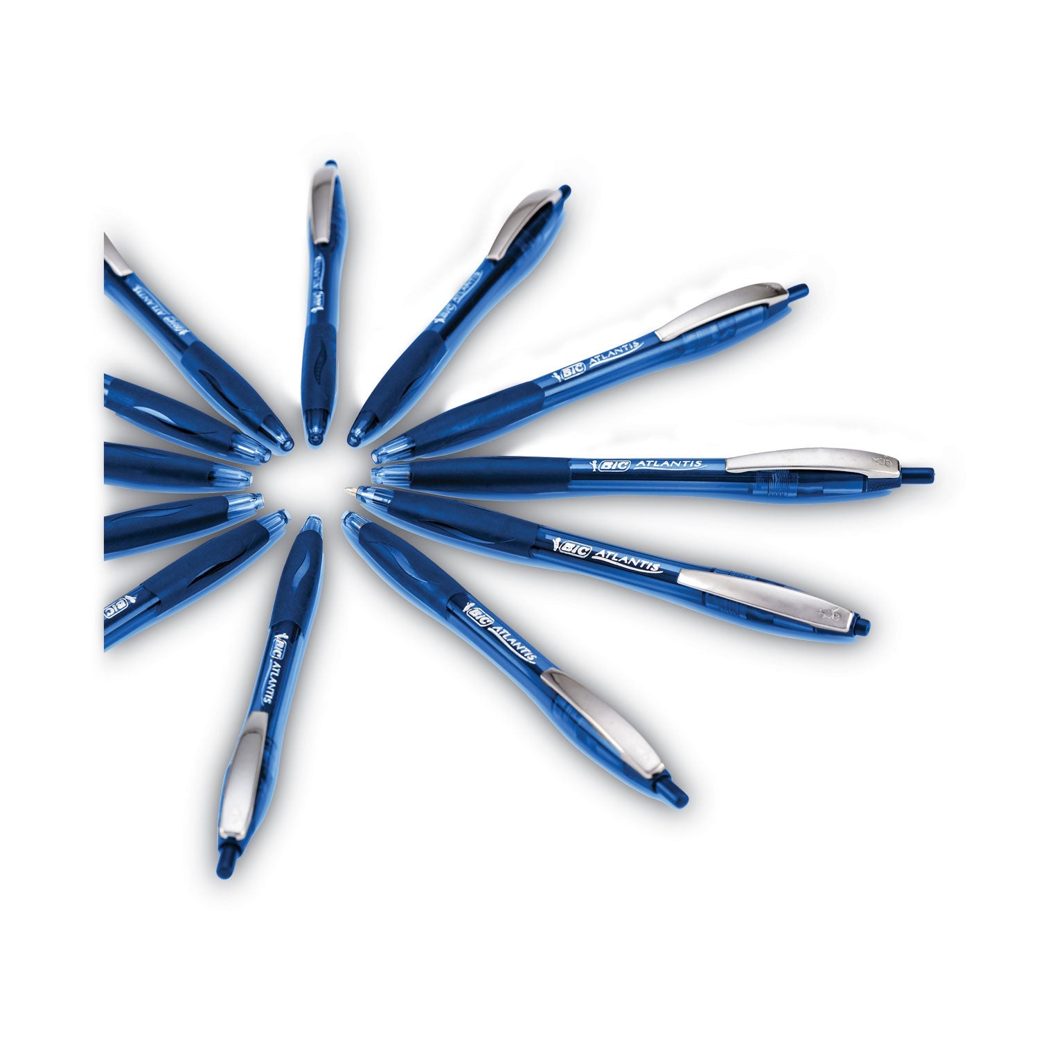 BIC® GLIDE Ballpoint Pen, Retractable, Medium 1 mm, Blue Ink, Translucent Blue/Blue Barrel, Dozen