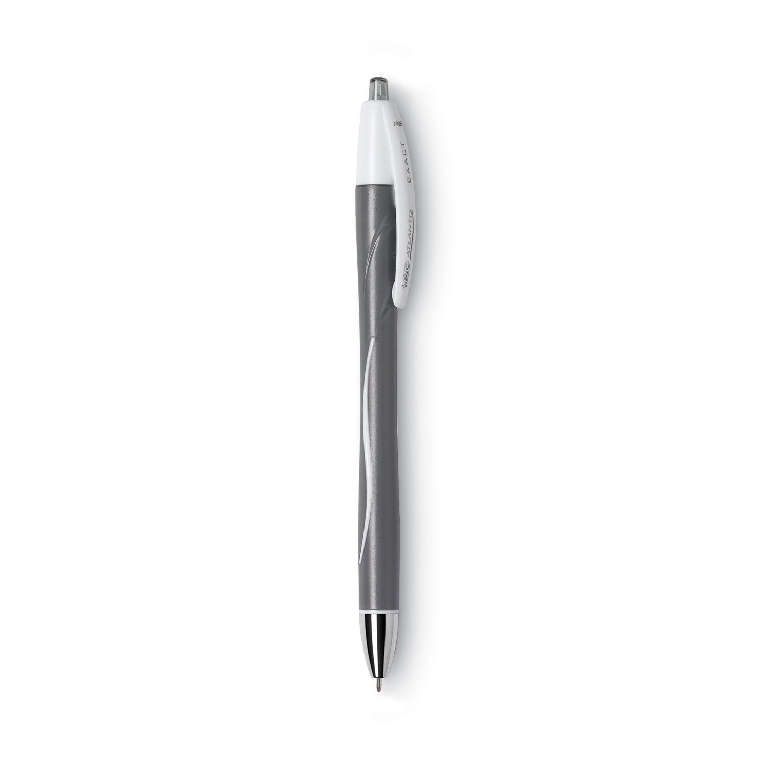 BIC® Glide Exact Ballpoint Pen, Retractable, Fine 0.7 Mm, Black Ink, Black Barrel, Dozen