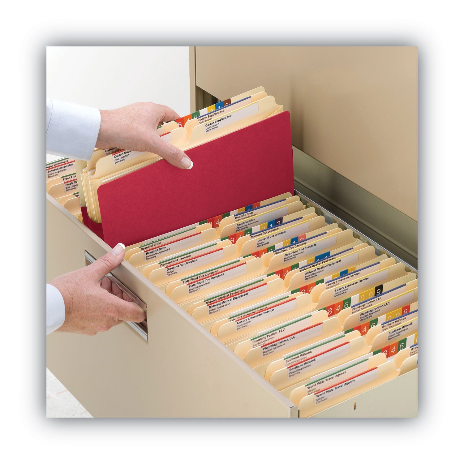 Smead Colored File Pockets, 3.5" Expansion, Letter Size, Red