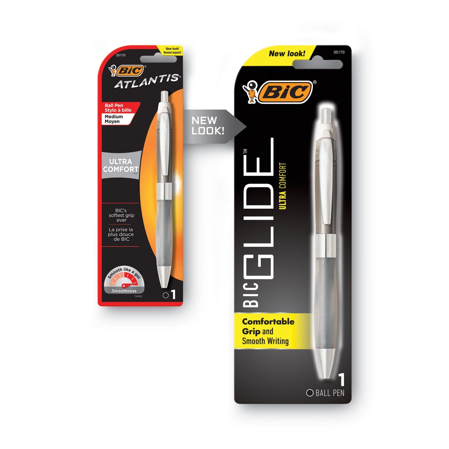 BIC® Glide Bold Ballpoint Pen, Retractable, Bold 1.6 Mm, Blue Ink, Translucent Blue Barrel, Dozen