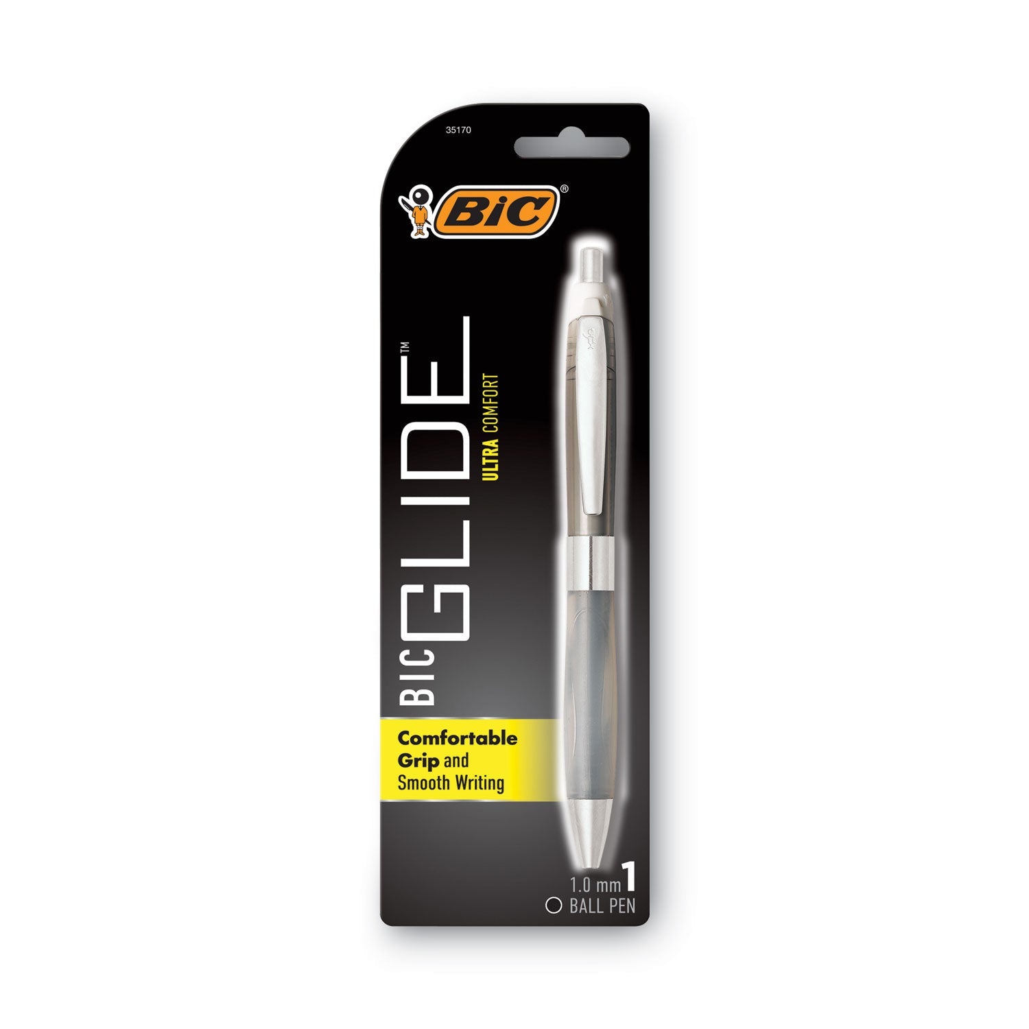 BIC® Glide Bold Ballpoint Pen, Retractable, Bold 1.6 Mm, Blue Ink, Translucent Blue Barrel, Dozen