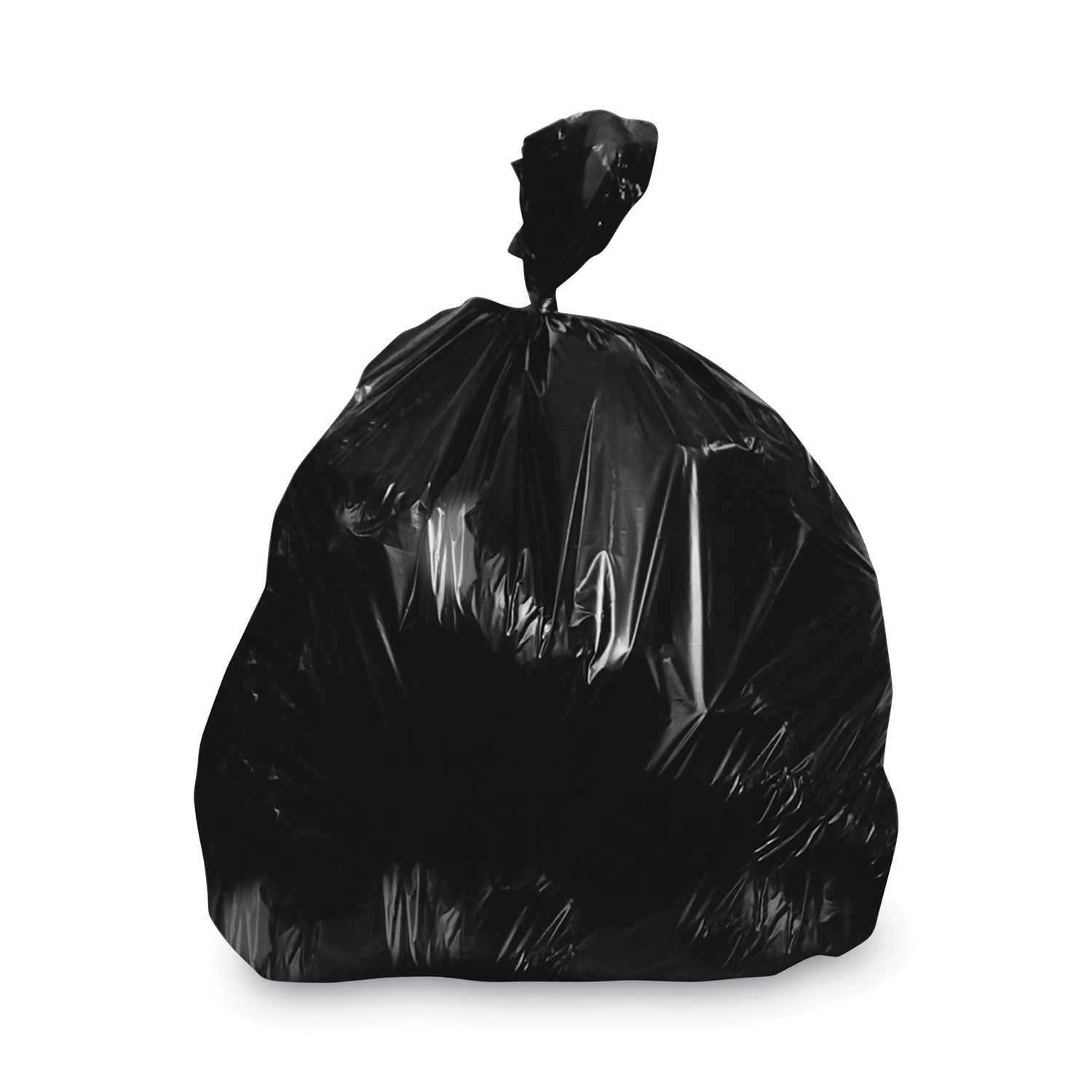 Heritage Linear Low-Density Can Liners, 30 gal, 1.25 mil, 30" x 36", Black, Flat Pack, 200/Carton