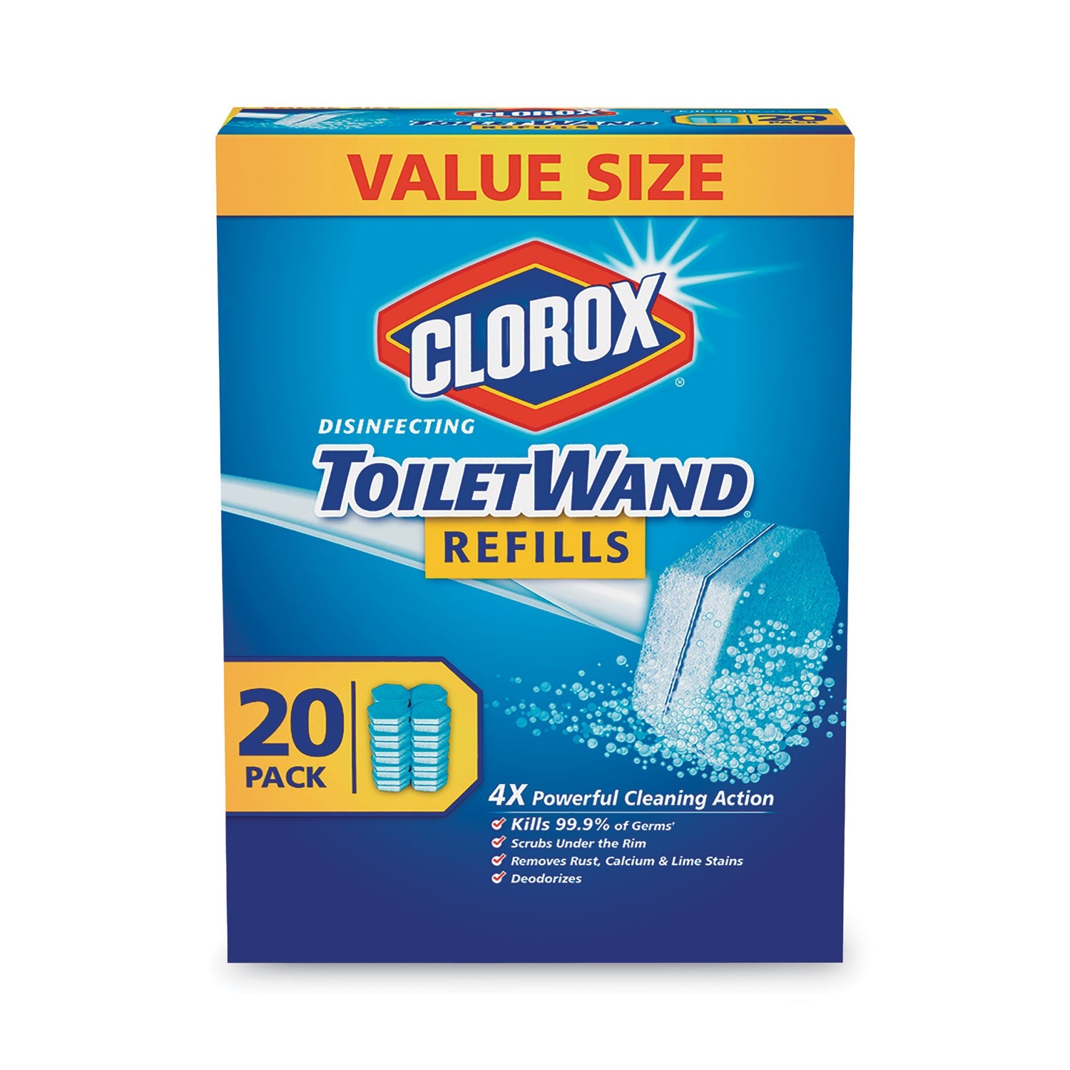 Clorox® Disinfecting Toiletwand Refill Heads, Blue/White, 20/Pack