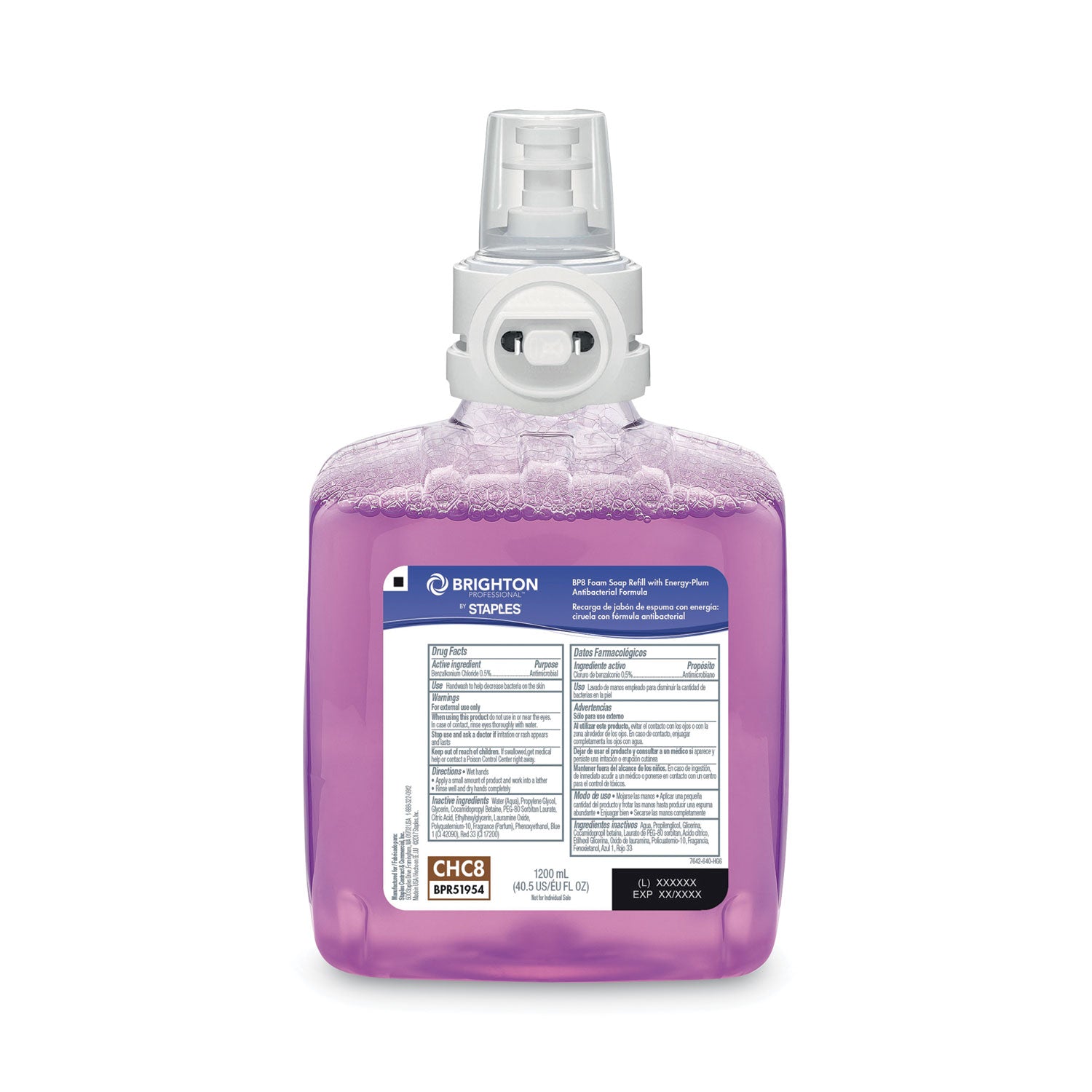 Brighton Professional™ BP8 Foam Hand Soap Refill, Fruity Scent, 1,200 mL, 2/Carton