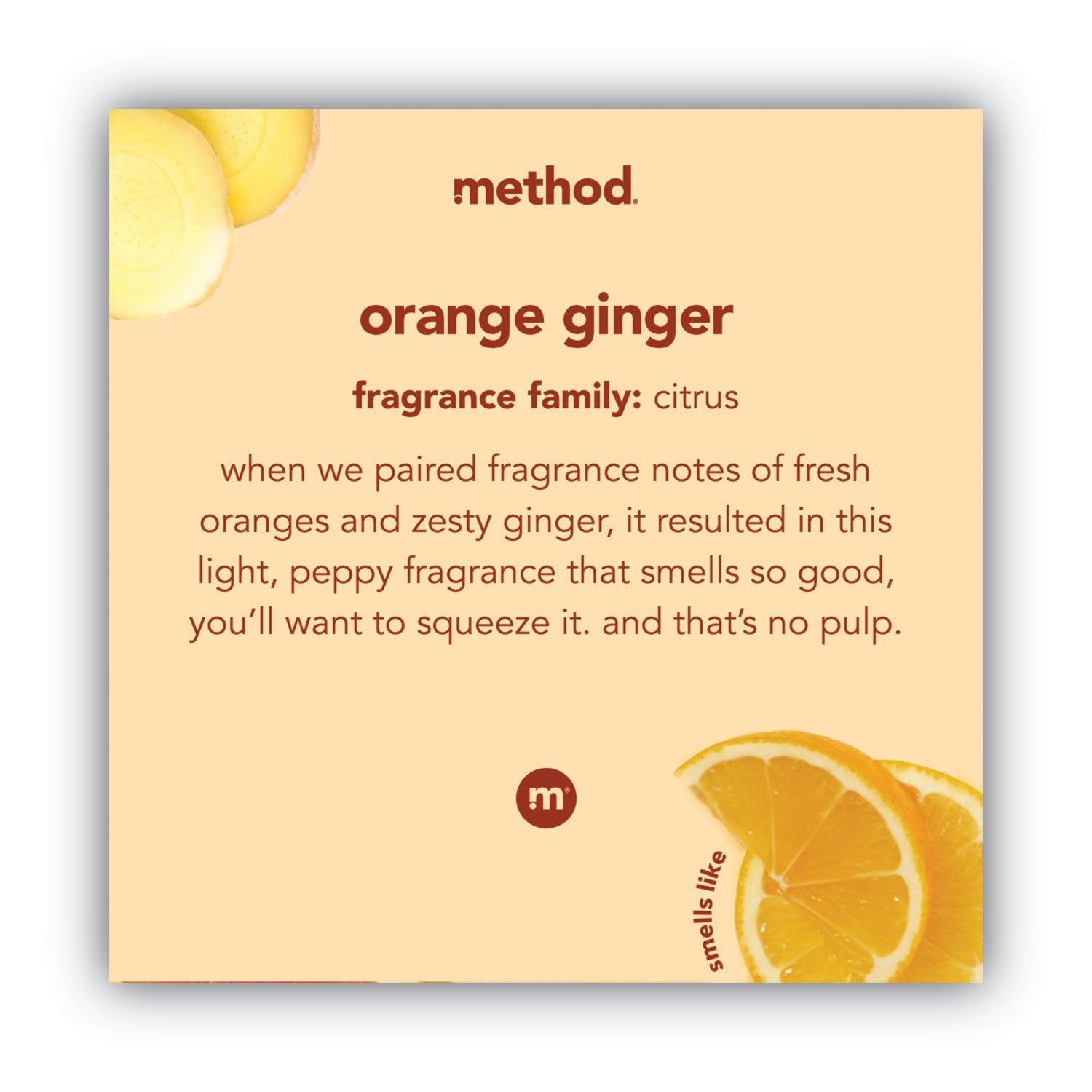 Method® Foaming Hand Wash, Orange Ginger Scent, 10 oz, 6/Carton