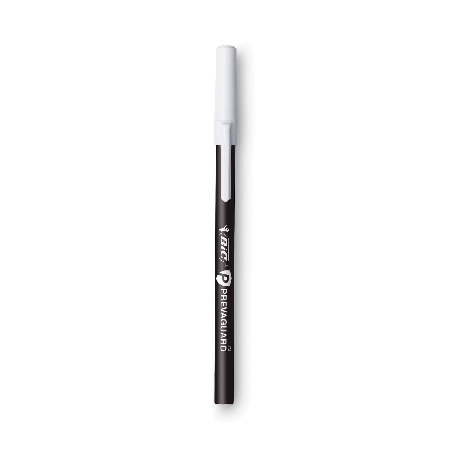 BIC® PrevaGuard Round Stic Ballpoint Pen, Stick, Medium 1 mm, Black Ink, Black Barrel, Dozen