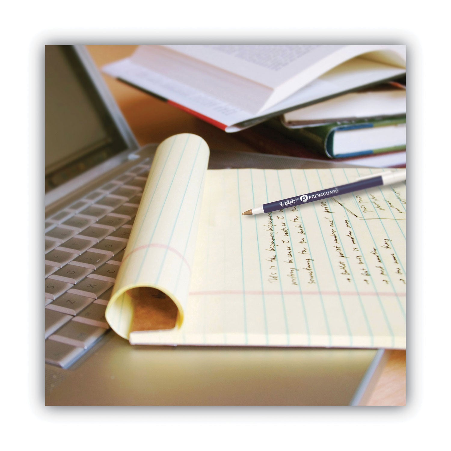 BIC® PrevaGuard Round Stic Ballpoint Pen, Stick, Medium 1 mm, Black Ink, Black Barrel, Dozen